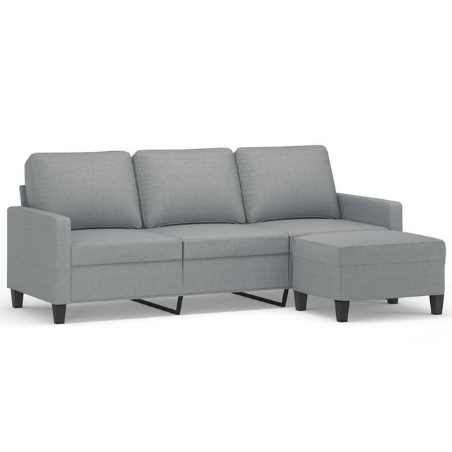 vidaXL Sofa 3-Sitzer-Sofa mit Hocker Stoff, Hellgrau günstig online kaufen