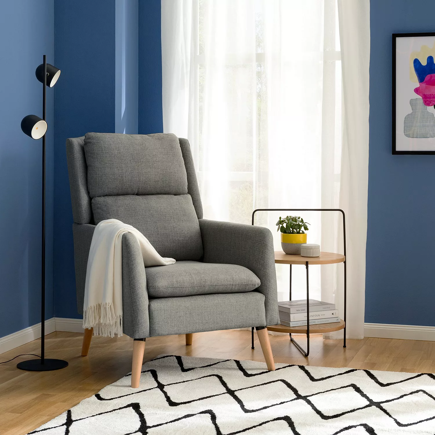 home24 Mørteens Sessel Goor Grau Webstoff 73x102x92 cm (BxHxT) günstig online kaufen