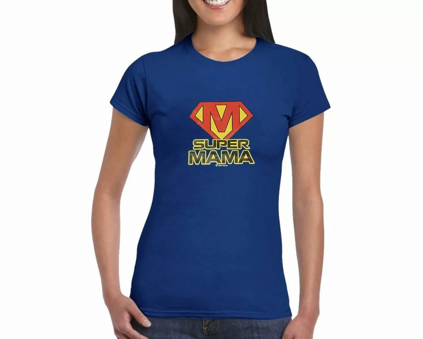 T-Shirt Total T-Shirt Super Mama T-Shirt für Damen in der Farbe Blau günstig online kaufen