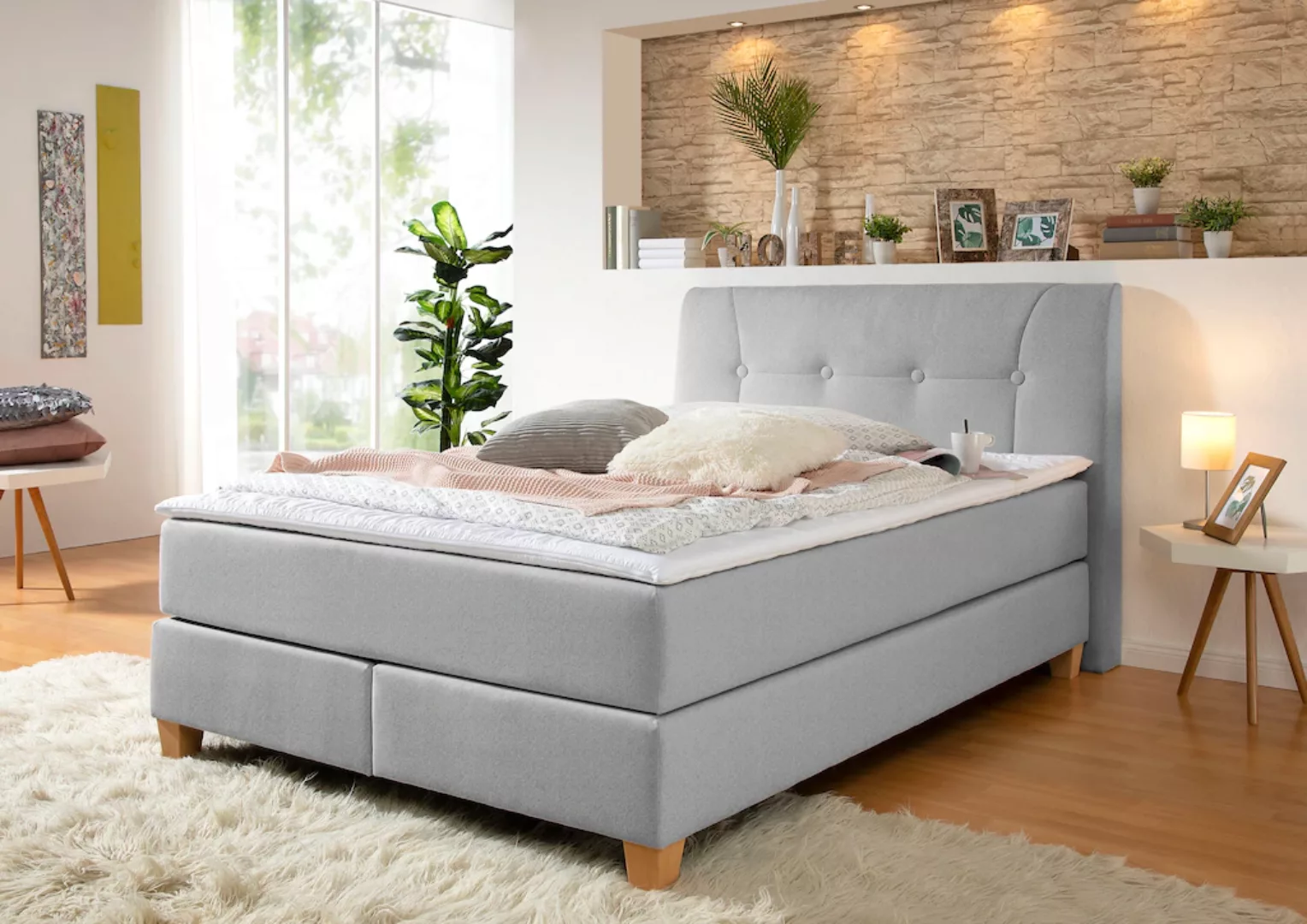 Home affaire Boxspringbett Calloway, inkl. Topper, XXL-Ausführung, in 4 Far günstig online kaufen