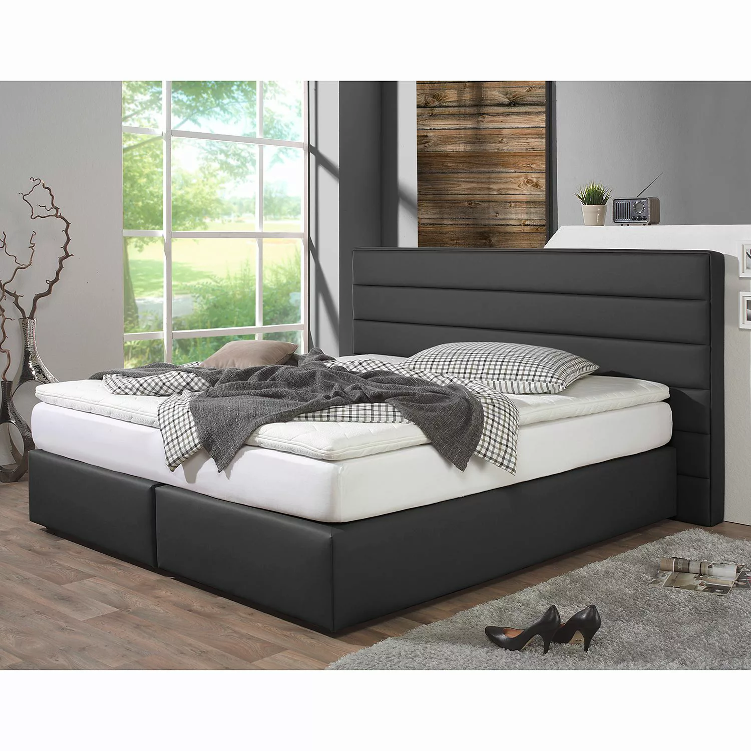 home24 Boxspringbett Ingebo Kunstleder günstig online kaufen