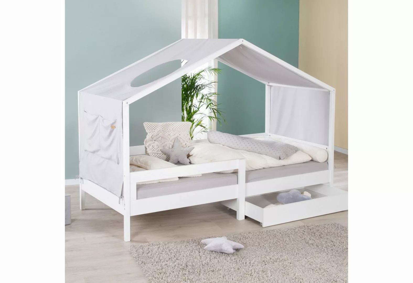 roba® Hausbett 90 x 200 cm - Kinderbett & Jugendbett - Holz weiß lackiert ( günstig online kaufen