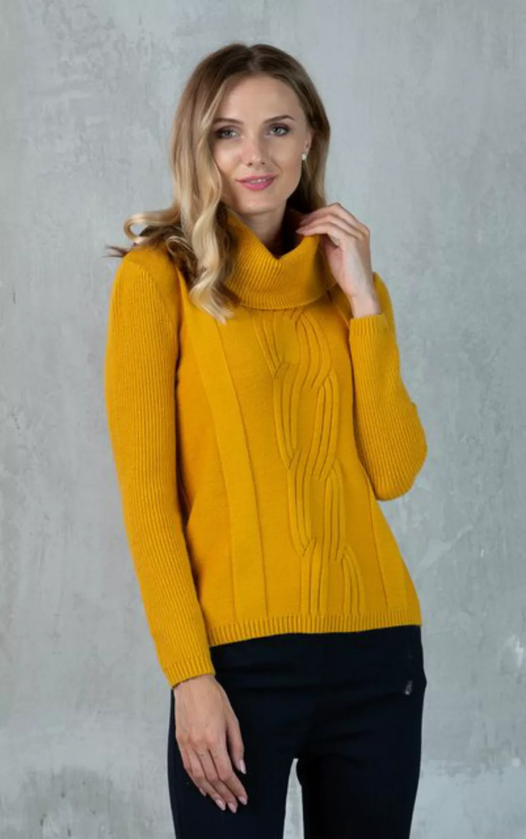 Passioni Rollkragenpullover mit Zopfmuster und Rippenärmeln günstig online kaufen