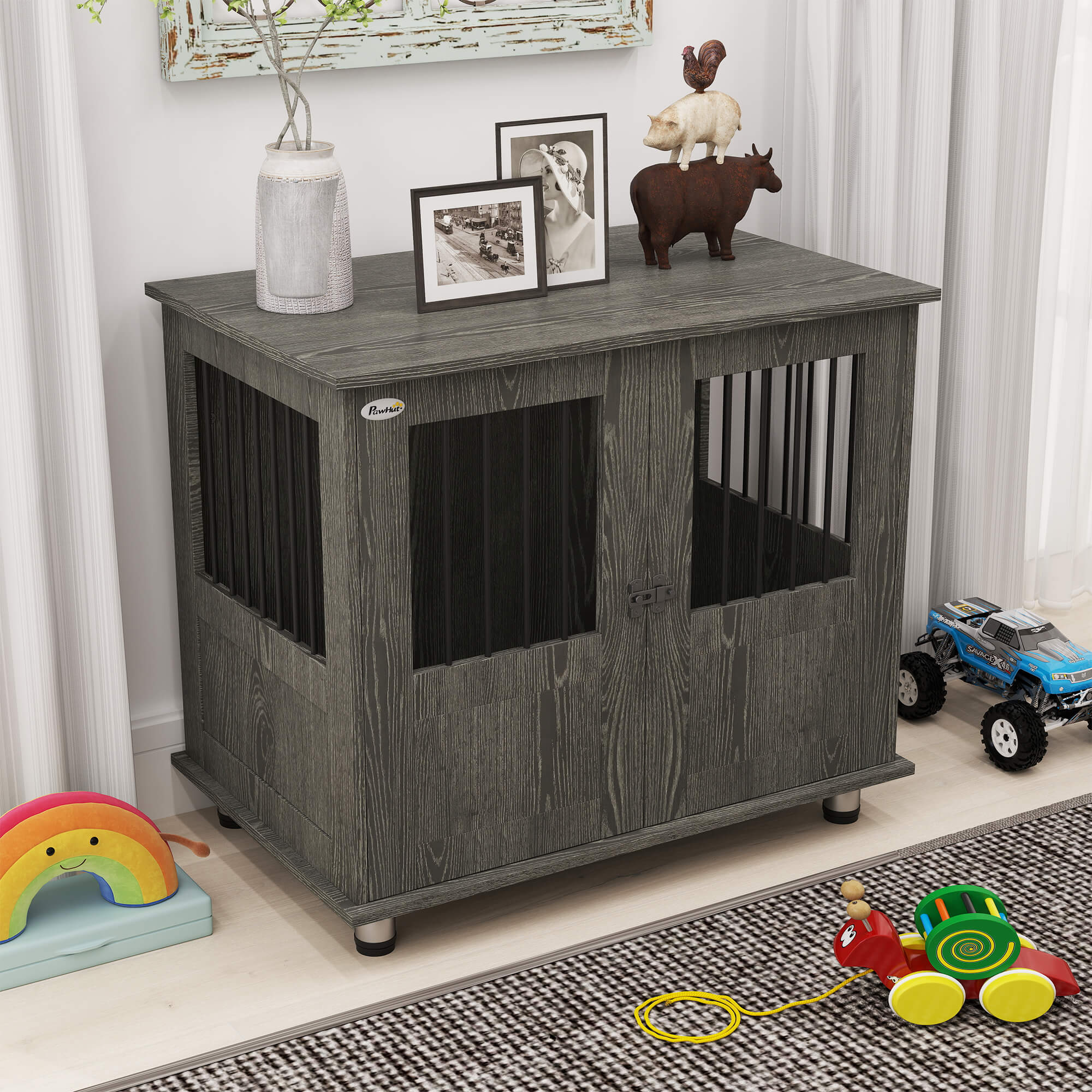 PawHut Hundekäfig für Zuhause, Haustierkäfig, Hundehütte Indoor mit Schloss günstig online kaufen