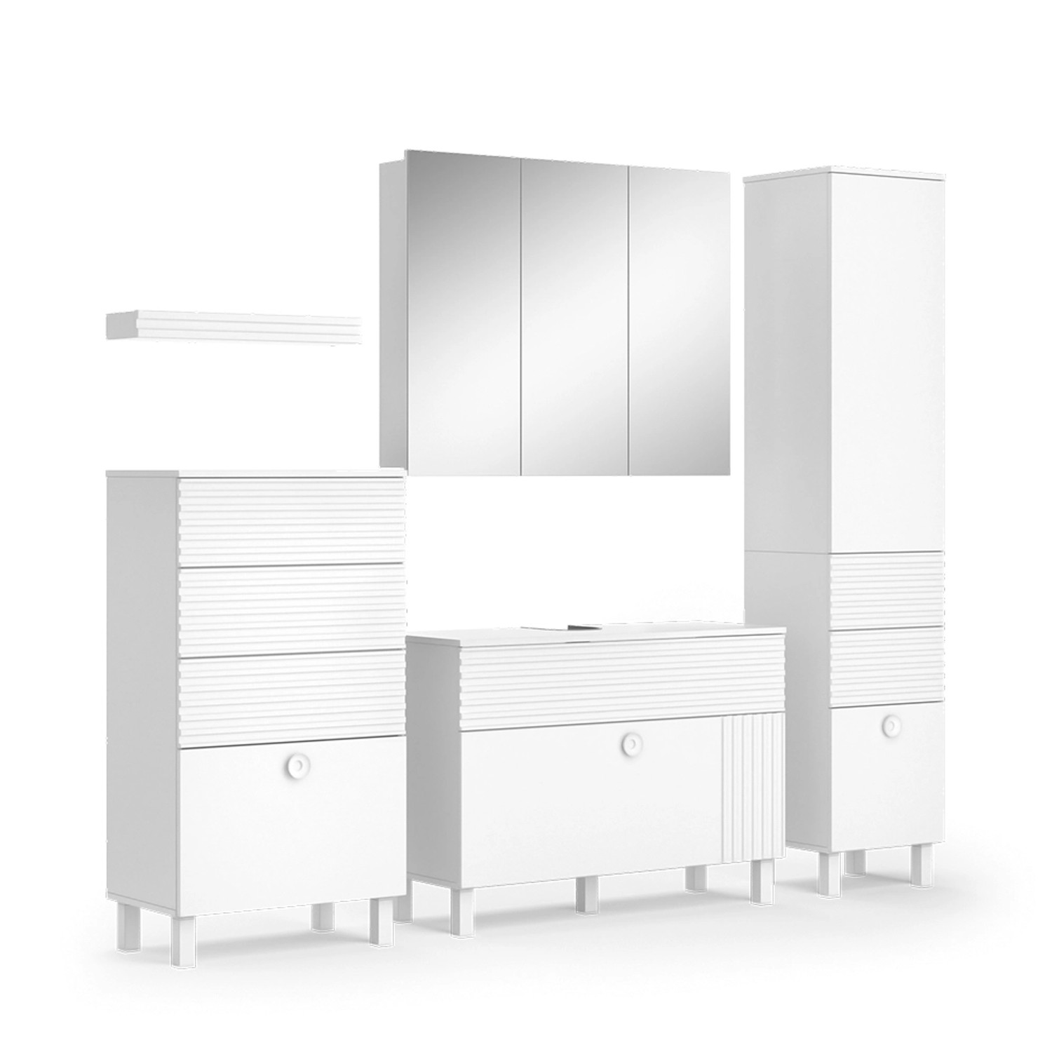 Vicco Badmöbel-Set Sola Weiß 4 Teile günstig online kaufen