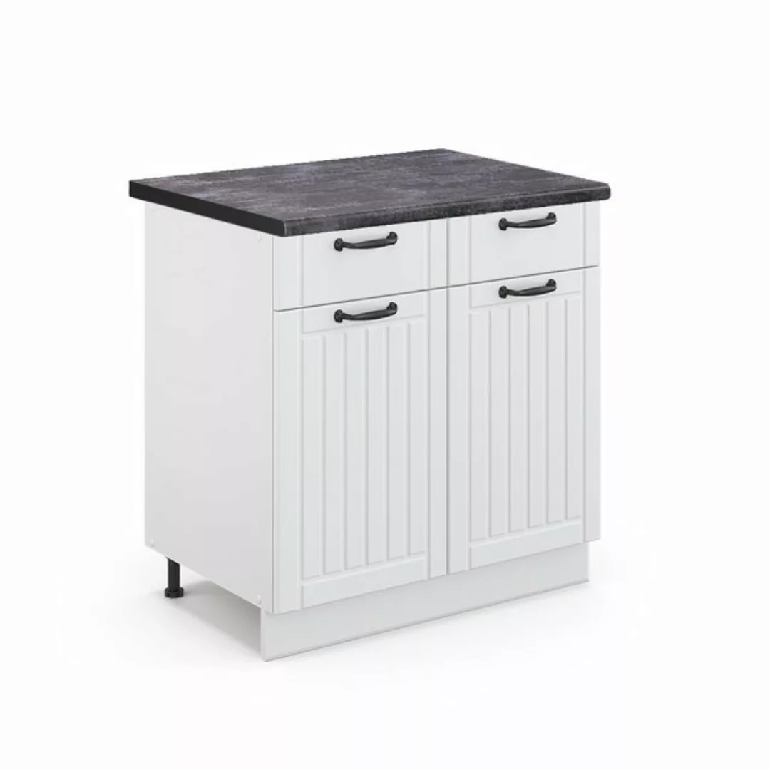 Vicco Unterschrank Fame-Line, Weiß Landhaus/Weiß, 80 cm, AP Anthrazit günstig online kaufen