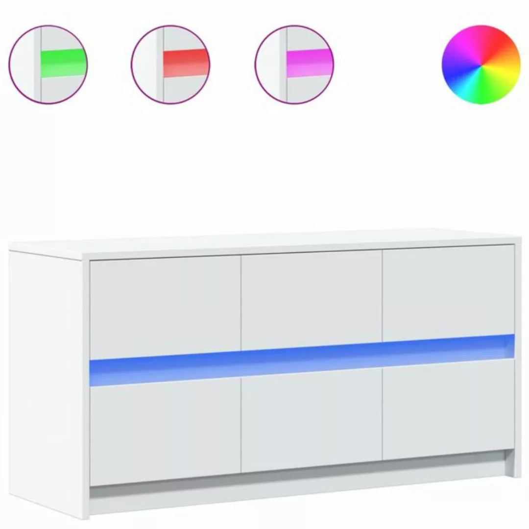 vidaXL TV-Schrank TV-Schrank mit LED-Beleuchtung Weiß 100x34x50 cm Holzwerk günstig online kaufen