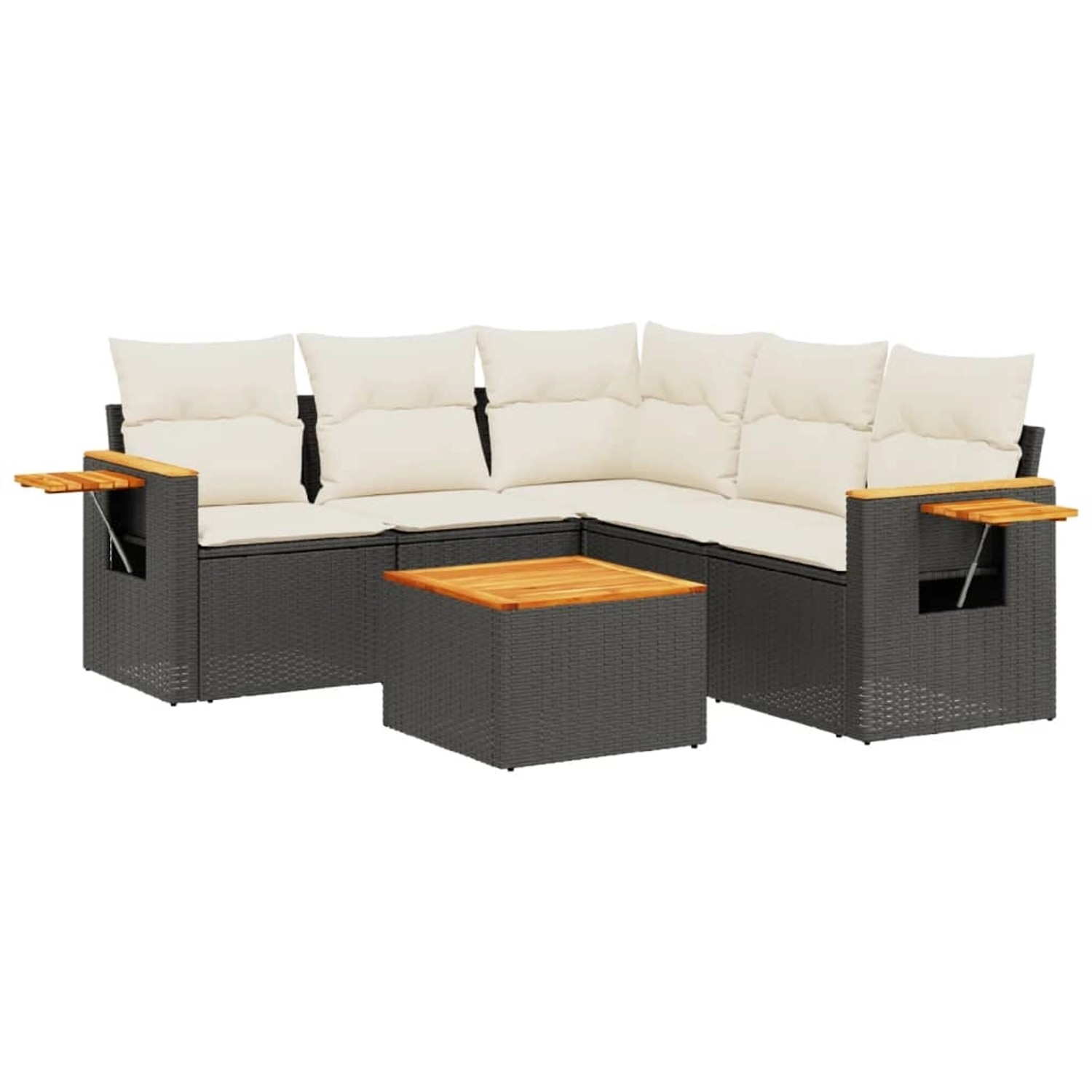 vidaXL 6-Tlg Garten-Sofagarnitur mit Kissen Schwarz Poly Rattan 3226805 günstig online kaufen