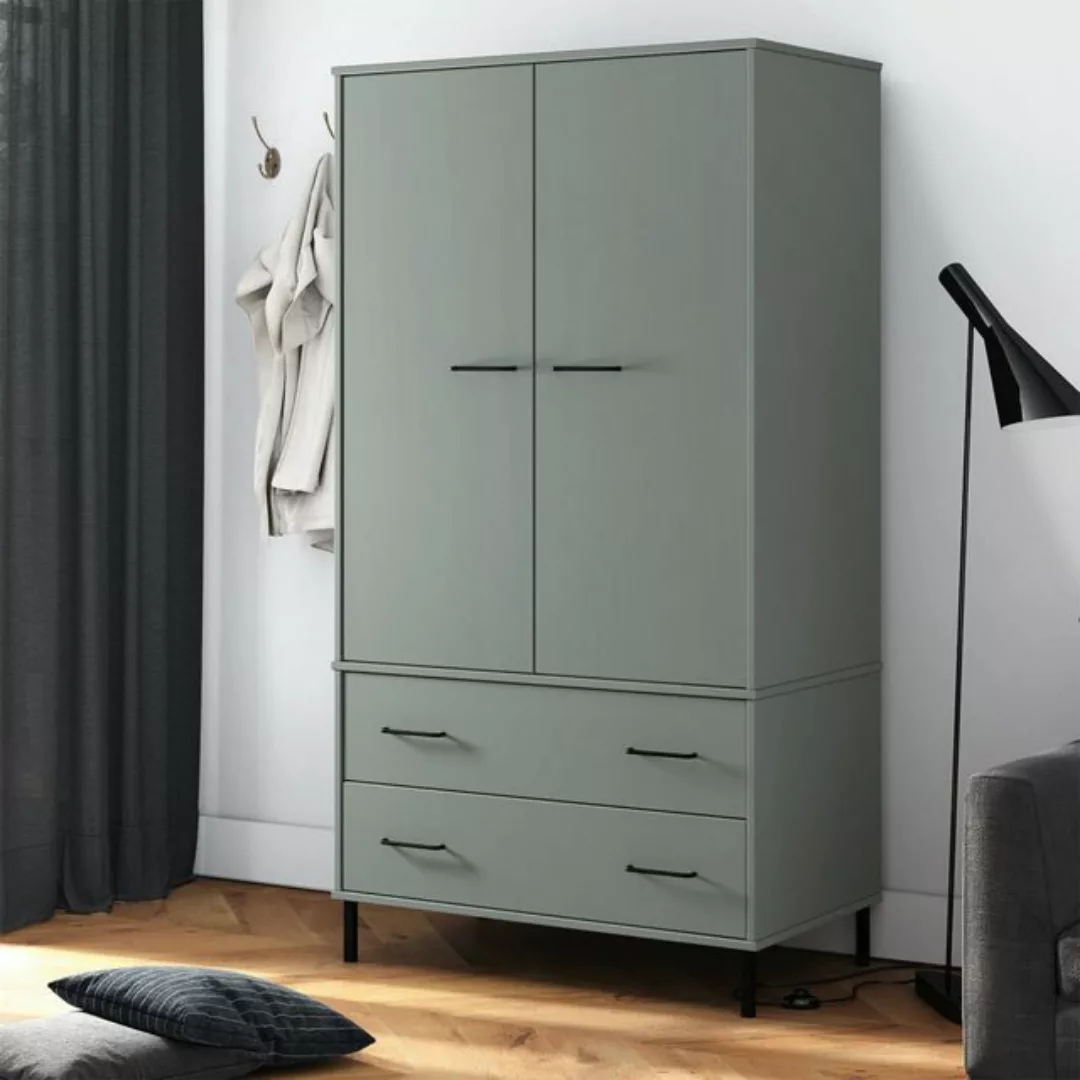 vidaXL Kleiderschrank Kleiderschrank OSLO Metallbeine Grau 90x55x172,5cm Ma günstig online kaufen