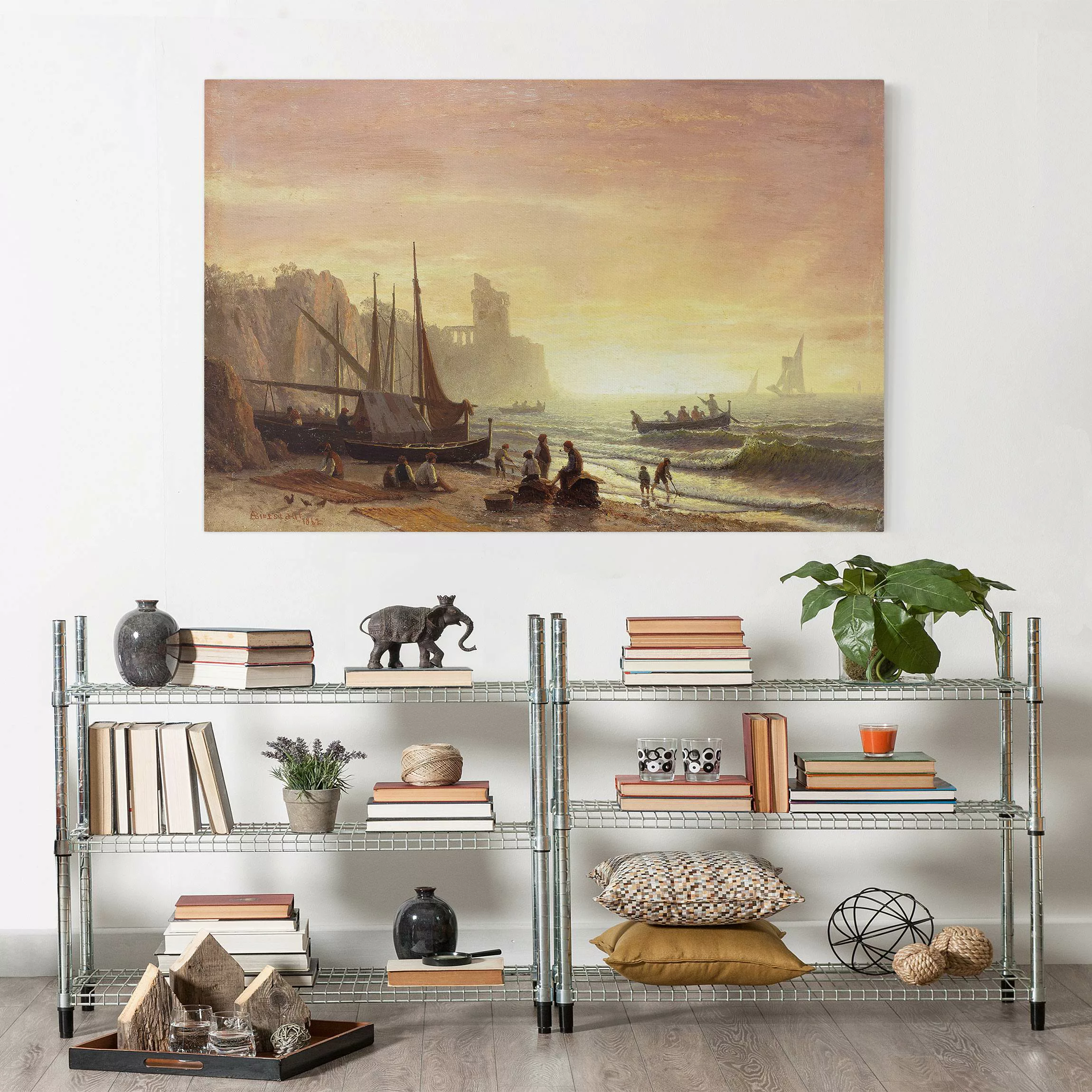 Leinwandbild Kunstdruck - Querformat Albert Bierstadt - Fischereiflotte günstig online kaufen