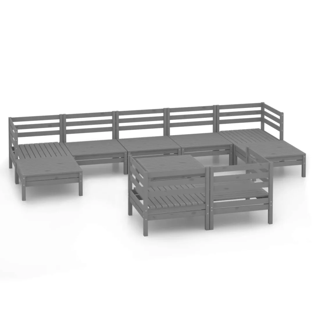 10-tlg. Garten-lounge-set Grau Massivholz Kiefer günstig online kaufen