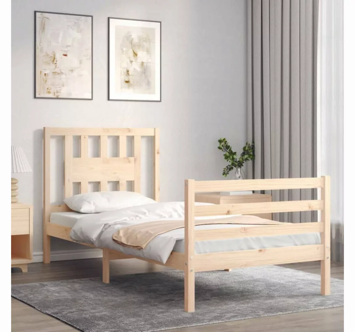 vidaXL Bett Massivholzbett mit Kopfteil günstig online kaufen