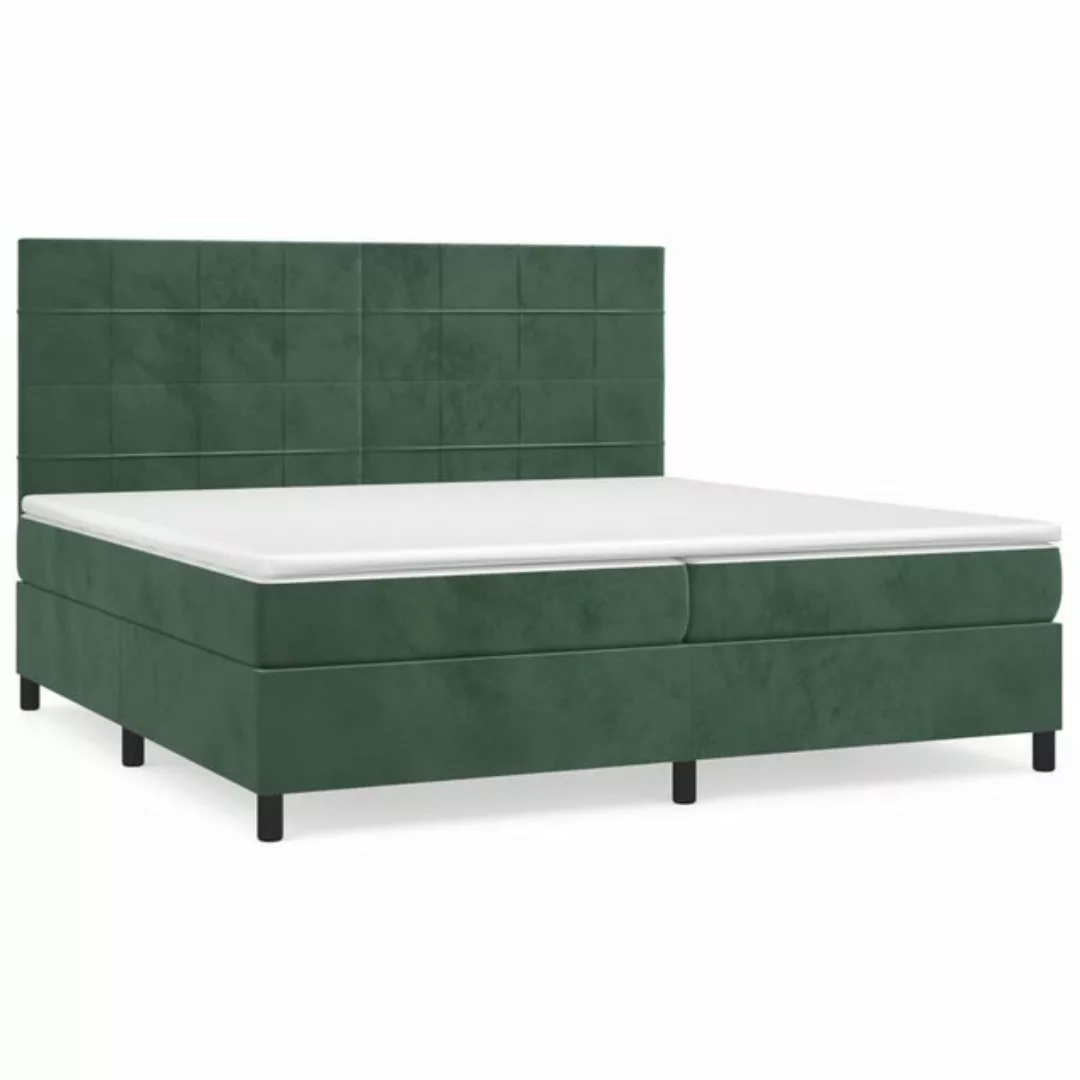 vidaXL Boxspringbett Boxspringbett mit Matratze Dunkelgrün 200x200 cm Samt günstig online kaufen