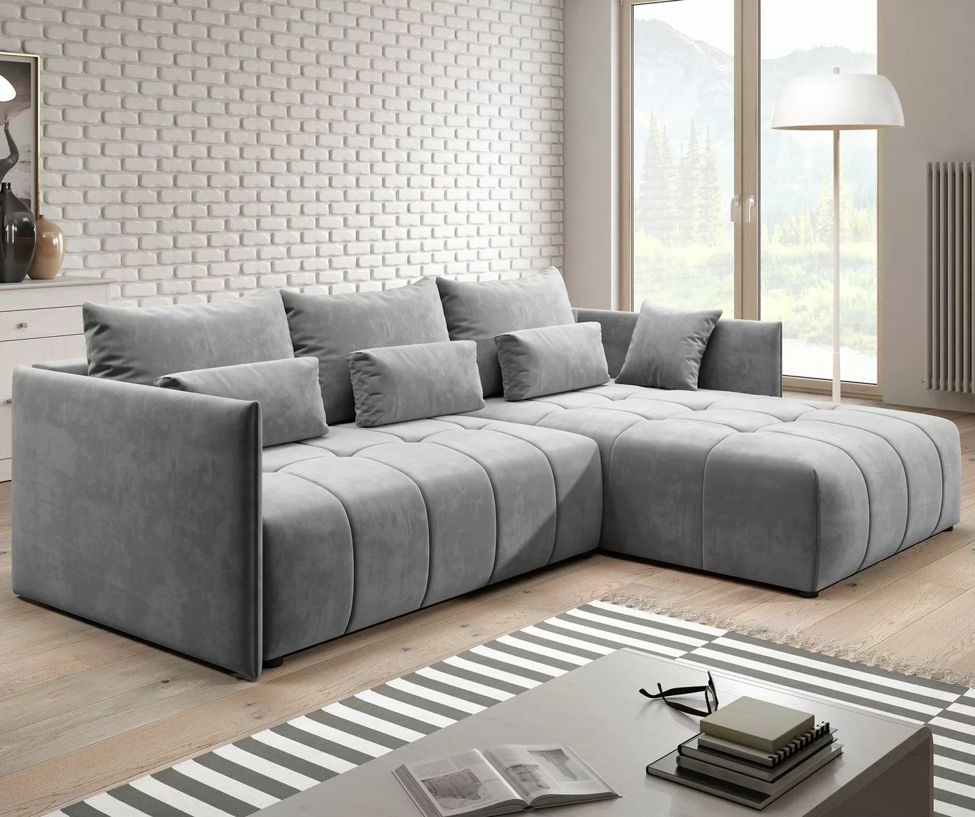 Furnix Sofa Aliicia Couch ausziehbar mit Bettkasten Kissen Schlafsofa 12 Fa günstig online kaufen