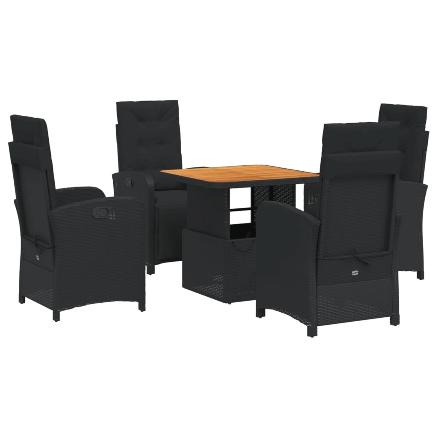 vidaXL 5-Tlg Garten-Essgruppe mit Kissen Schwarz Poly Rattan 3277328 günstig online kaufen