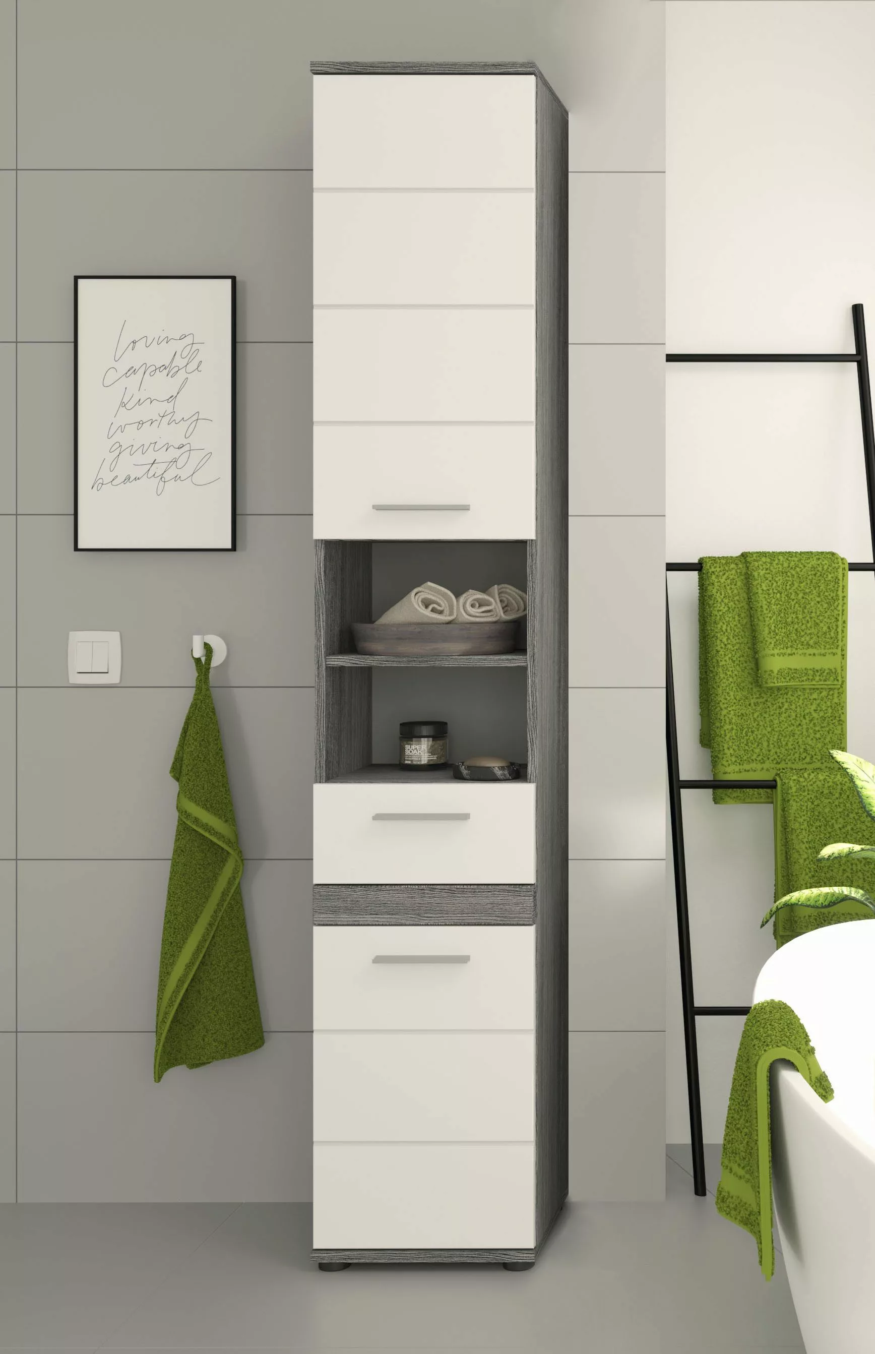 welltime Hochschrank "LUCCA, TOPSELLER, Breite 35cm, 2 Türen, 1 Schubkasten günstig online kaufen