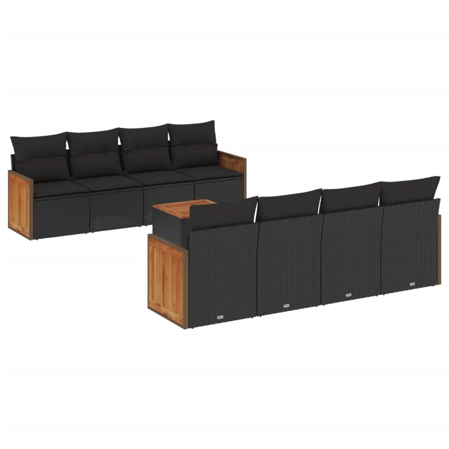 vidaXL 9-tlg Garten-Sofagarnitur mit Kissen Schwarz Poly Rattan Modell 138 günstig online kaufen