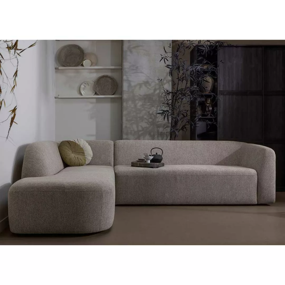 Sofa Eckgarnitur Beige aus Chenillegewebe 274 cm breit günstig online kaufen