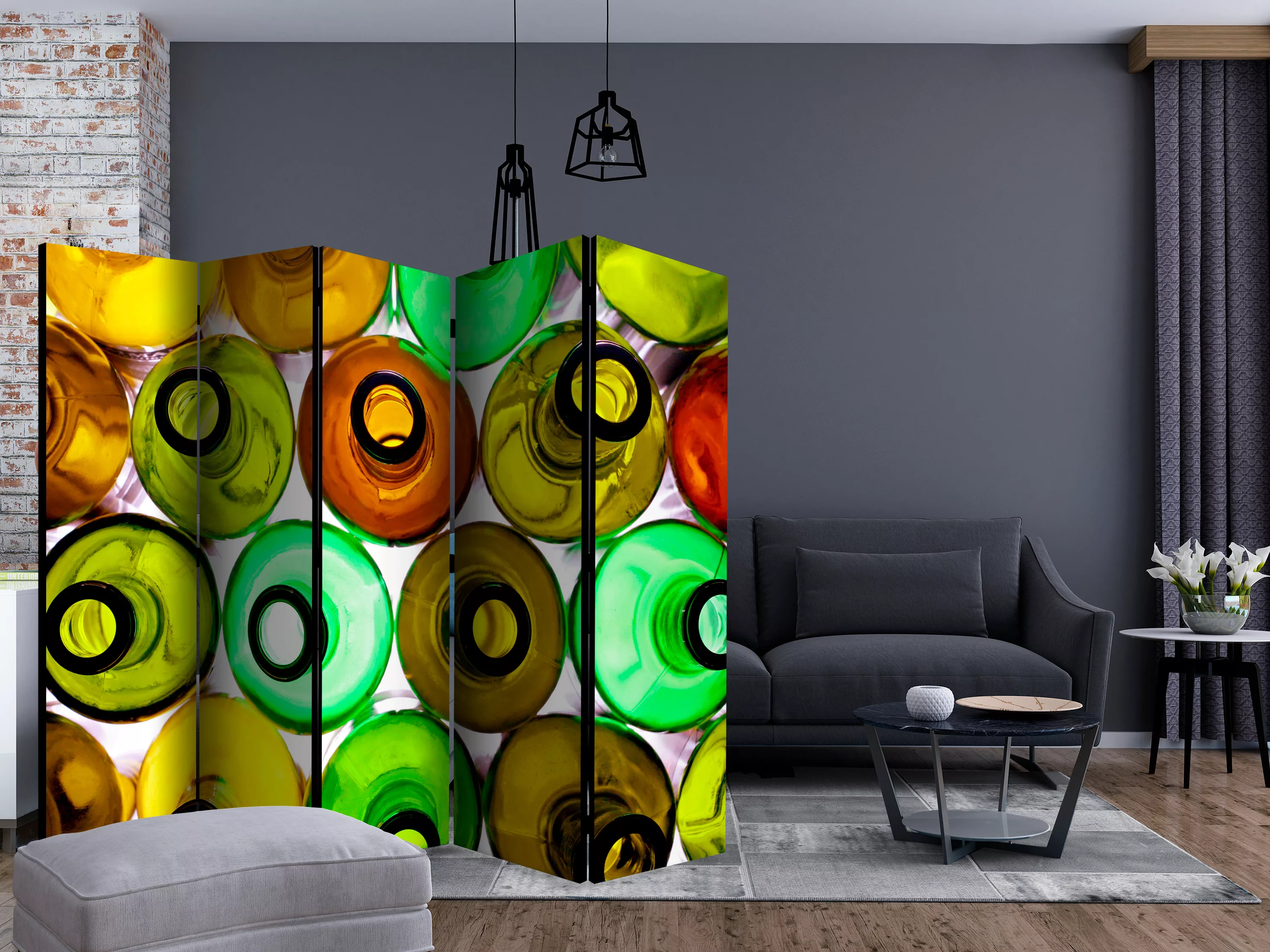 5-teiliges Paravent - Bottles (background) Ii [room Dividers] günstig online kaufen