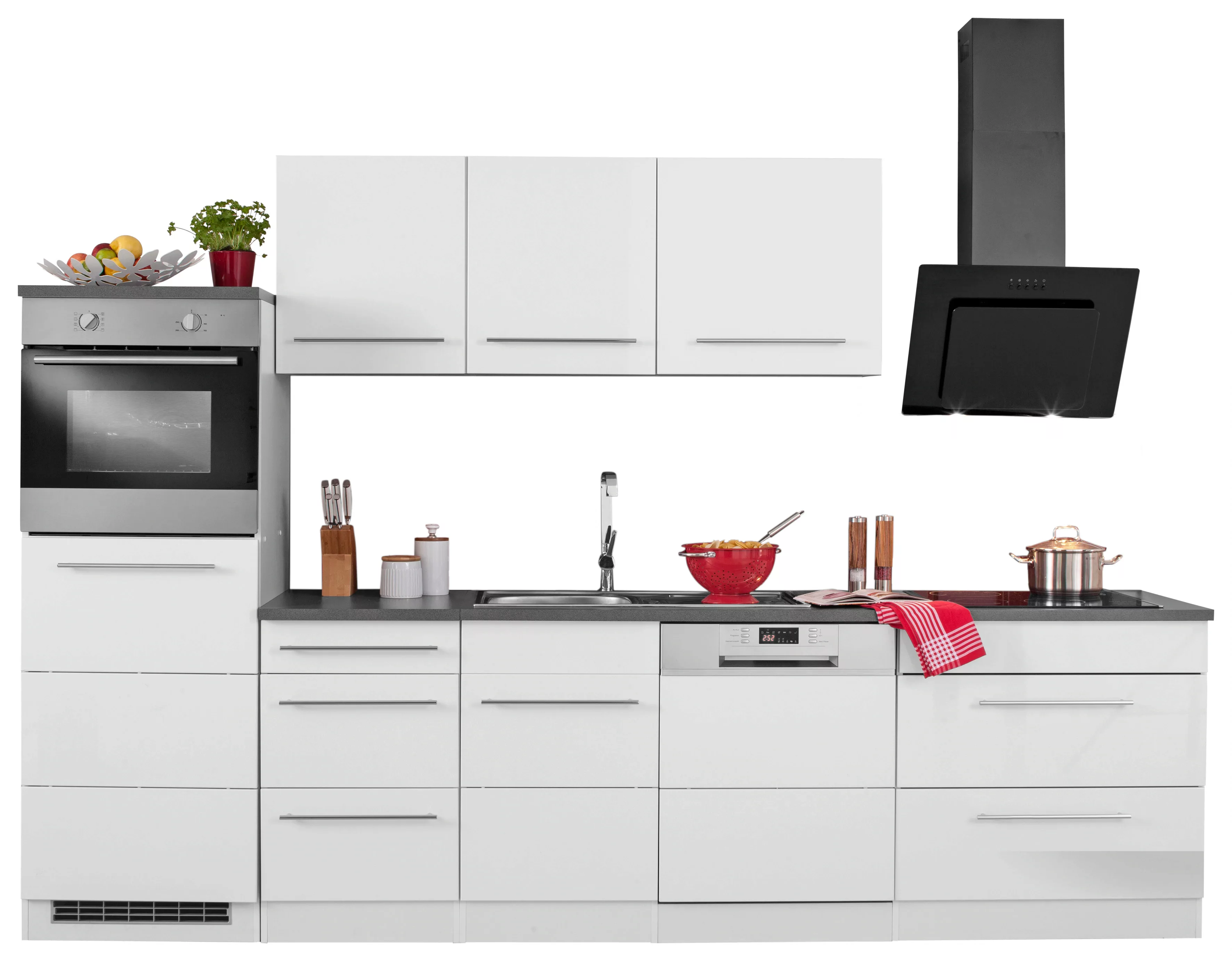 HELD MÖBEL Küchenzeile "Trient", mit E-Geräten, Breite 300 cm mit Stangengr günstig online kaufen
