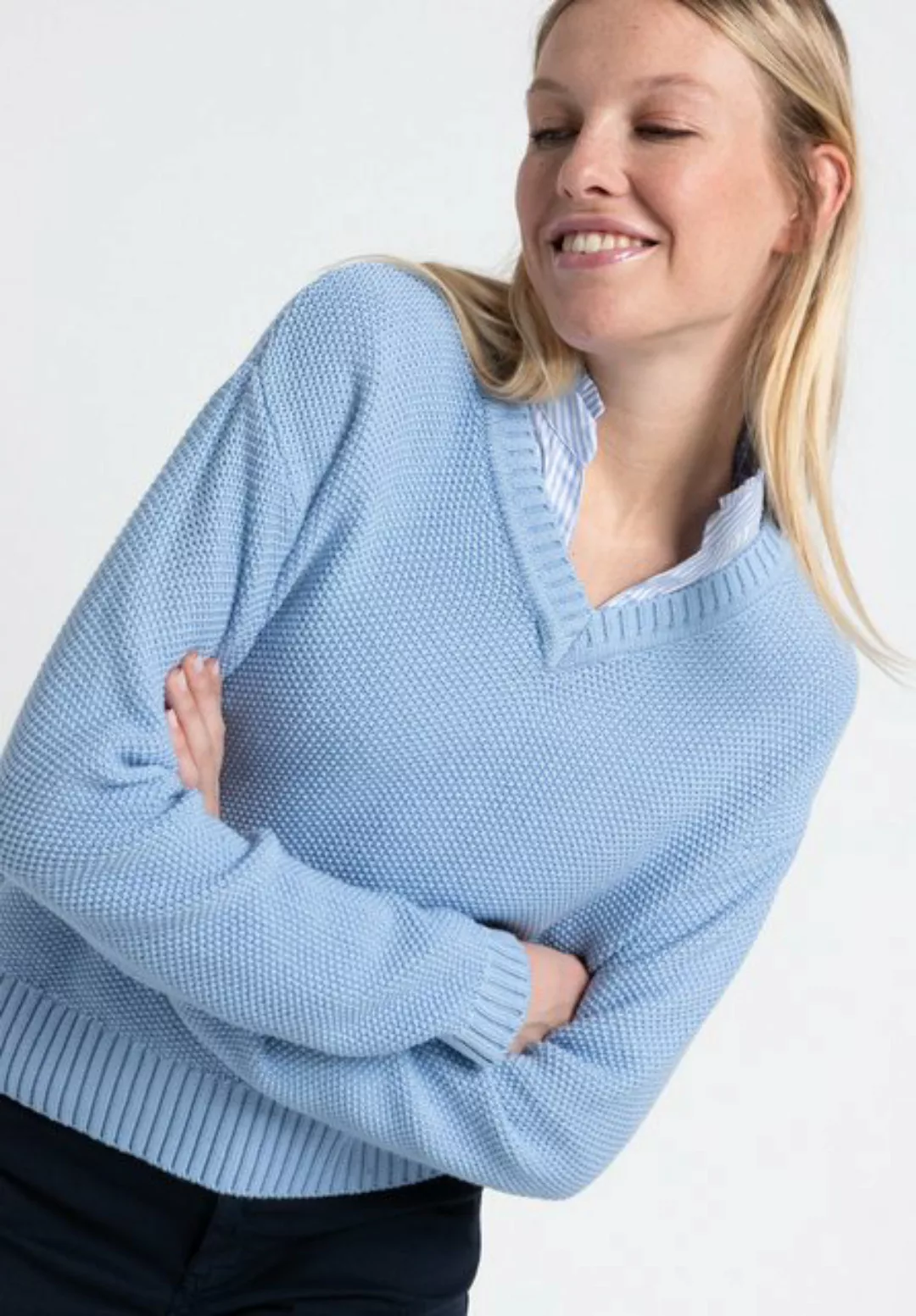 Struktur-Pullover, hellblau, Frühjahrs-Kollektion günstig online kaufen