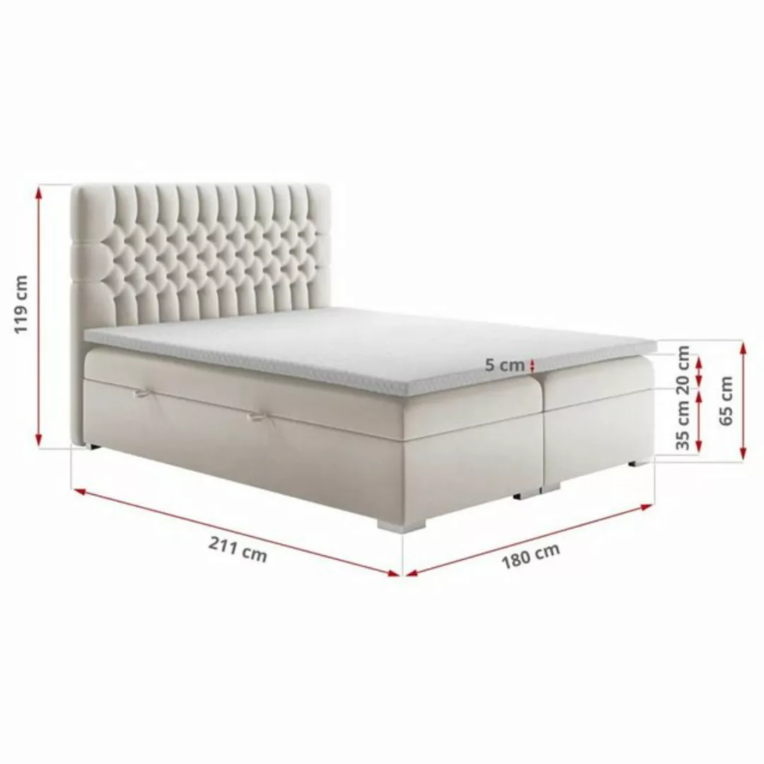 DB-Möbel Boxspringbett Sofija Doppelbett mit Bettkasten Polsterbett mit Mat günstig online kaufen