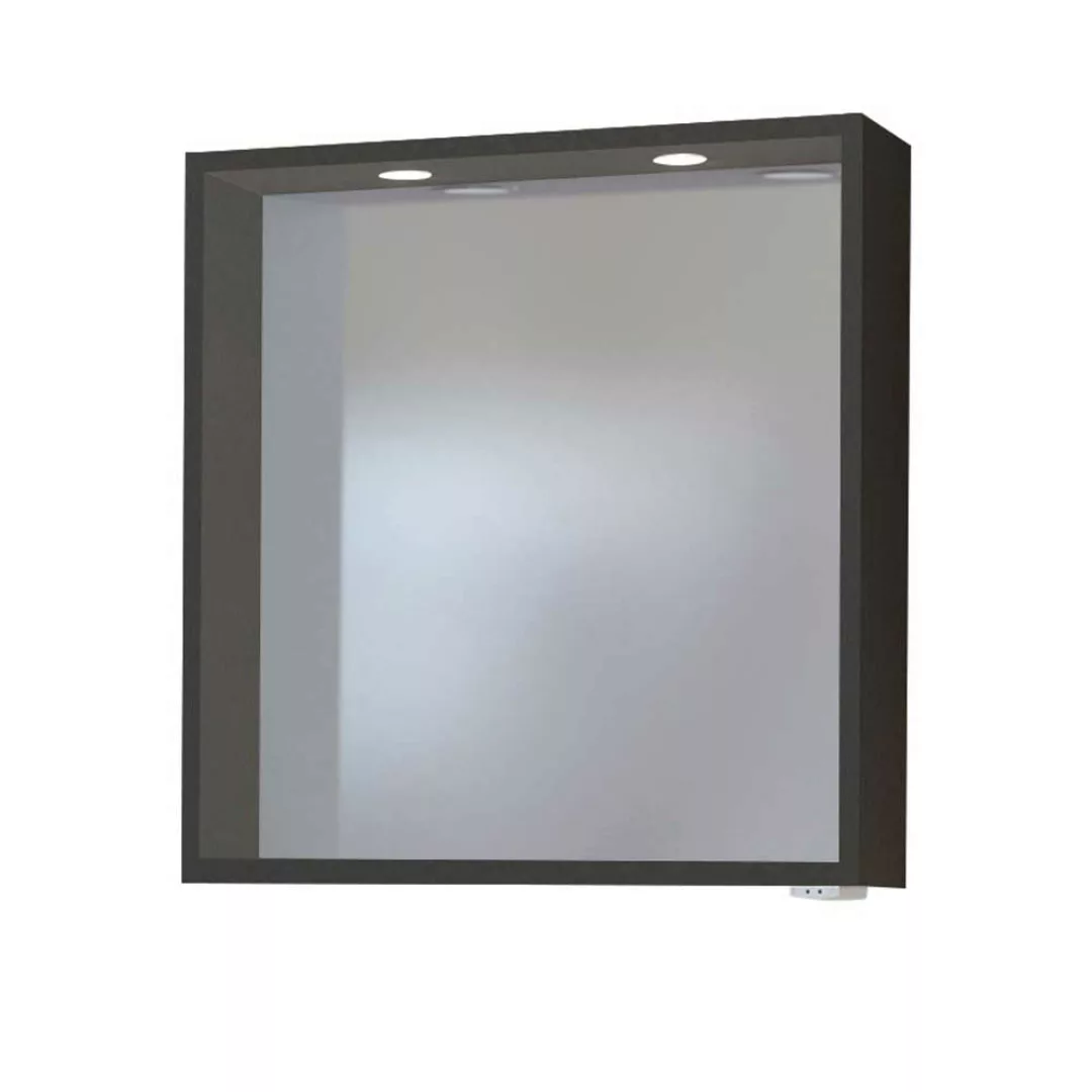 LED Badspiegel und Waschbeckenschrank in dunkel Grau Wildeiche Dekor (zweit günstig online kaufen