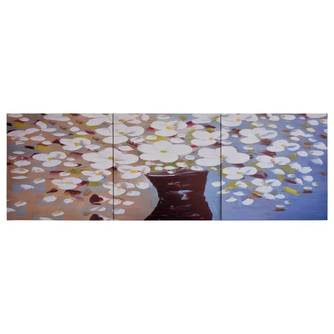 Leinwandbild-set Blumen In Vase Mehrfarbig 120×40 Cm günstig online kaufen