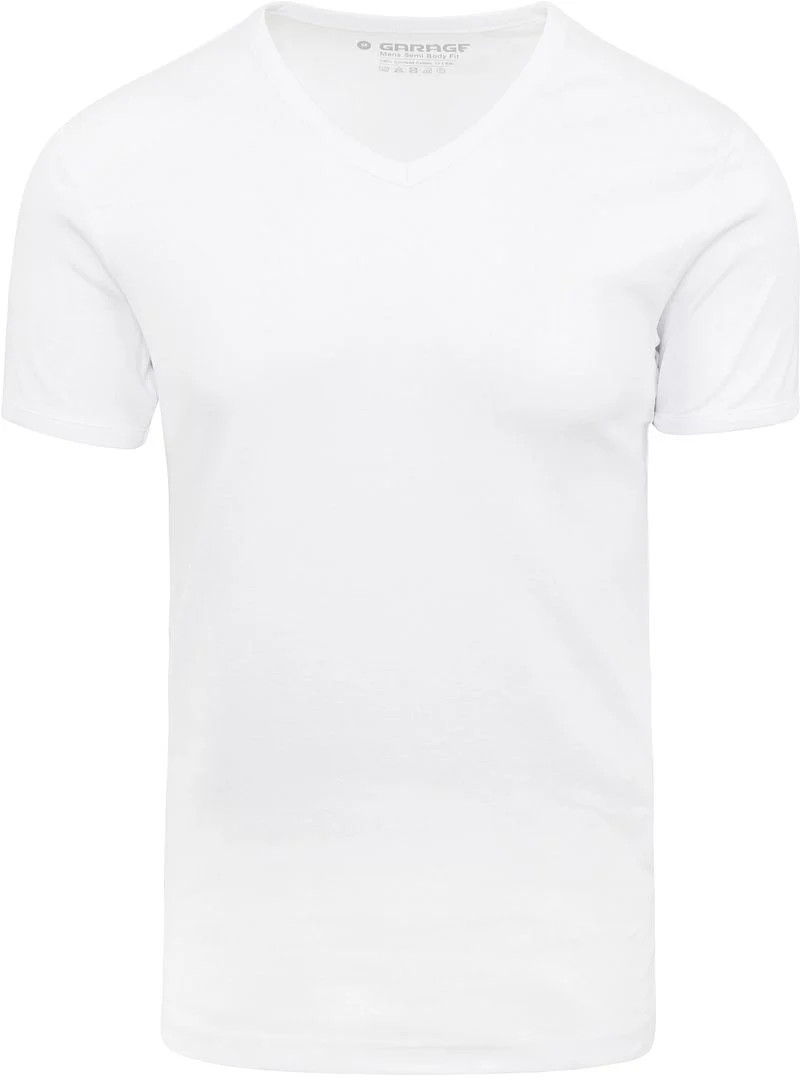 Garage Basic T-Shirt Weiss V-Hals - Größe L günstig online kaufen