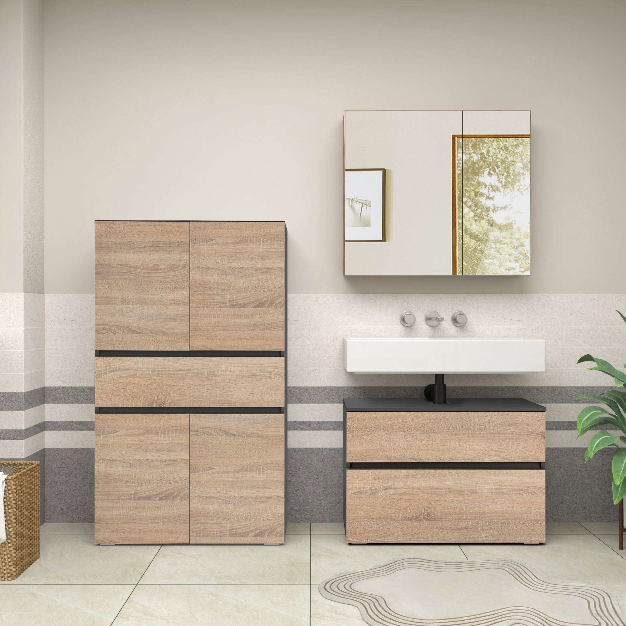 Home affaire Midischrank "Wisla", mit 4 Türen & 1 Schublade, Breite 76 cm, günstig online kaufen