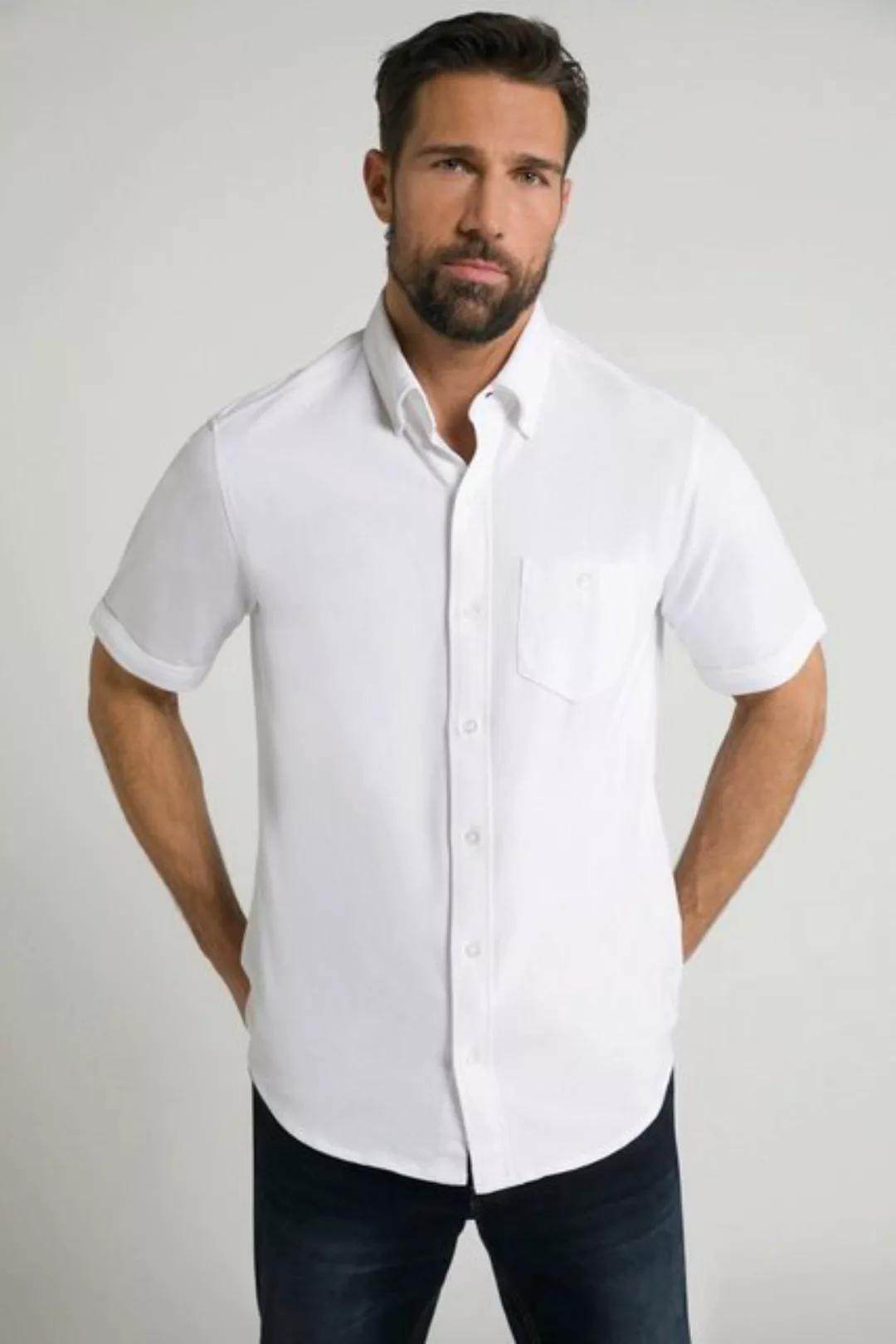 JP1880 Kurzarmhemd Piqué-Hemd FLEXNAMIC® Halbarm Buttondown-Kragen günstig online kaufen