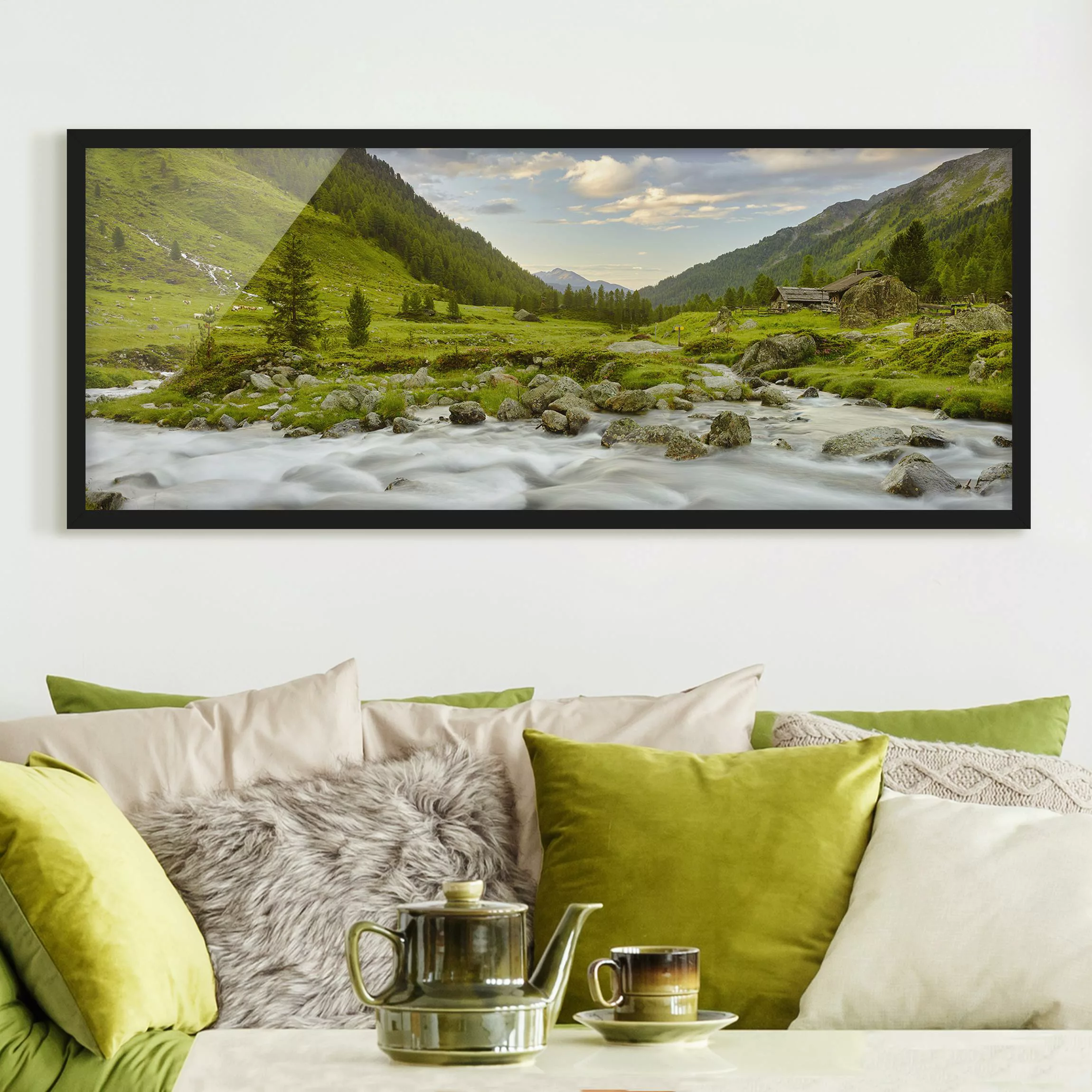 Bild mit Rahmen Natur & Landschaft - Panorama Alpenwiese Tirol günstig online kaufen