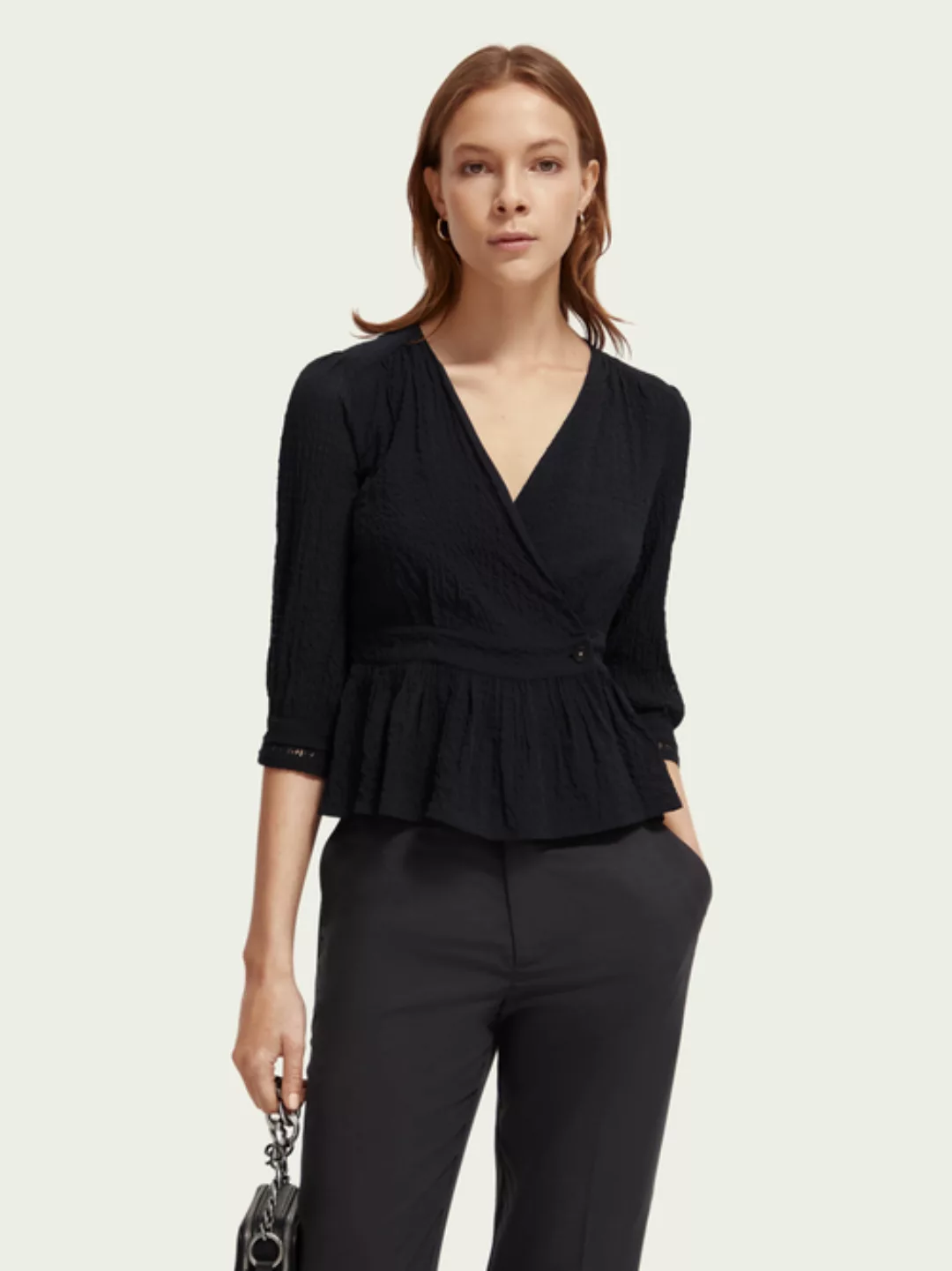 V-neck buttoned wrap blouse günstig online kaufen