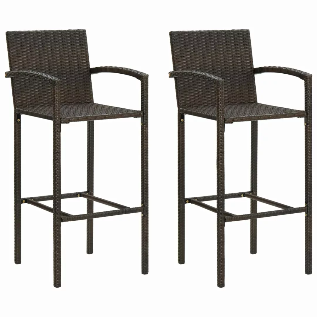 Barhocker 2 Stk. Braun Poly Rattan günstig online kaufen