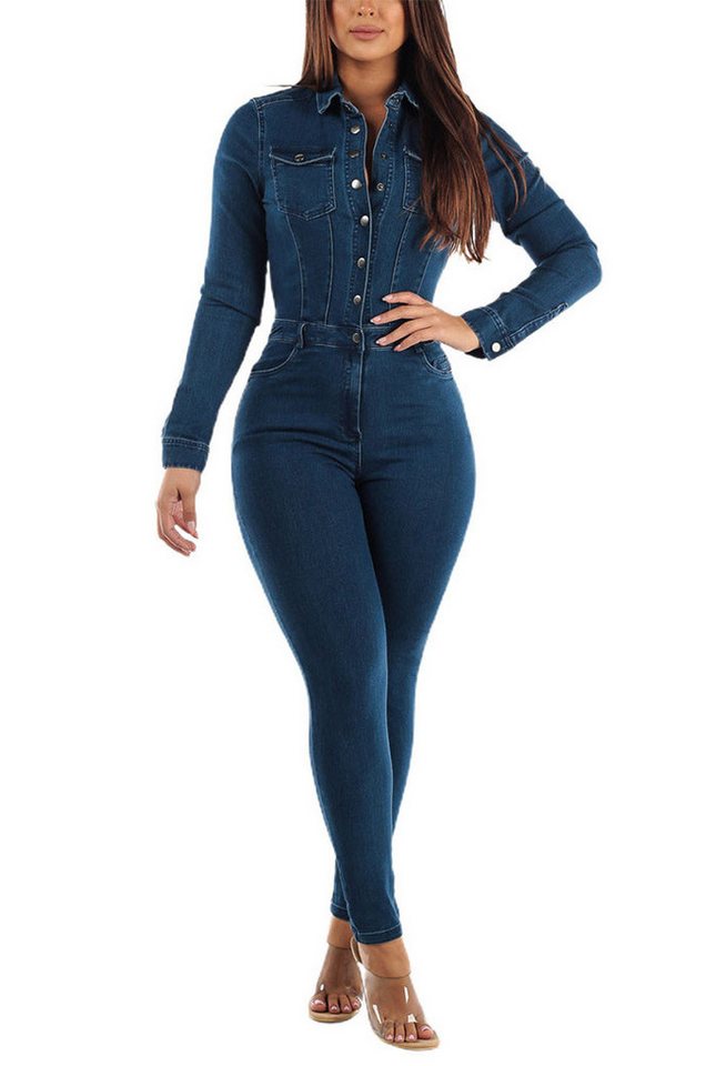 CHENIN 7/8-Overall Slim-Fit-Jumpsuit mit Stretch-Passform Denim-Jumpsuit-Ov günstig online kaufen