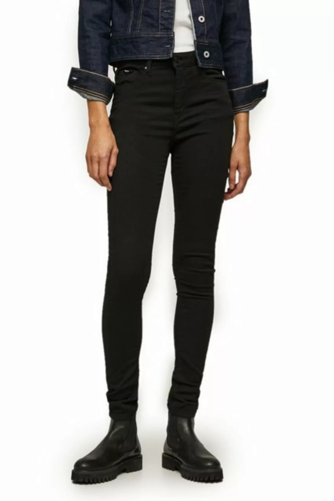 Pepe Jeans Damen Jeans Regent - Skinny Fit - Schwarz - Stay Black günstig online kaufen