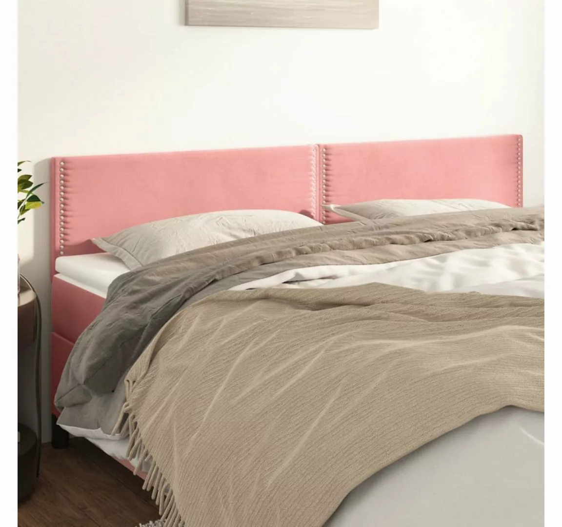 vidaXL Bett, Kopfteile 2 Stk. Rosa 80x5x78/88 cm Samt günstig online kaufen