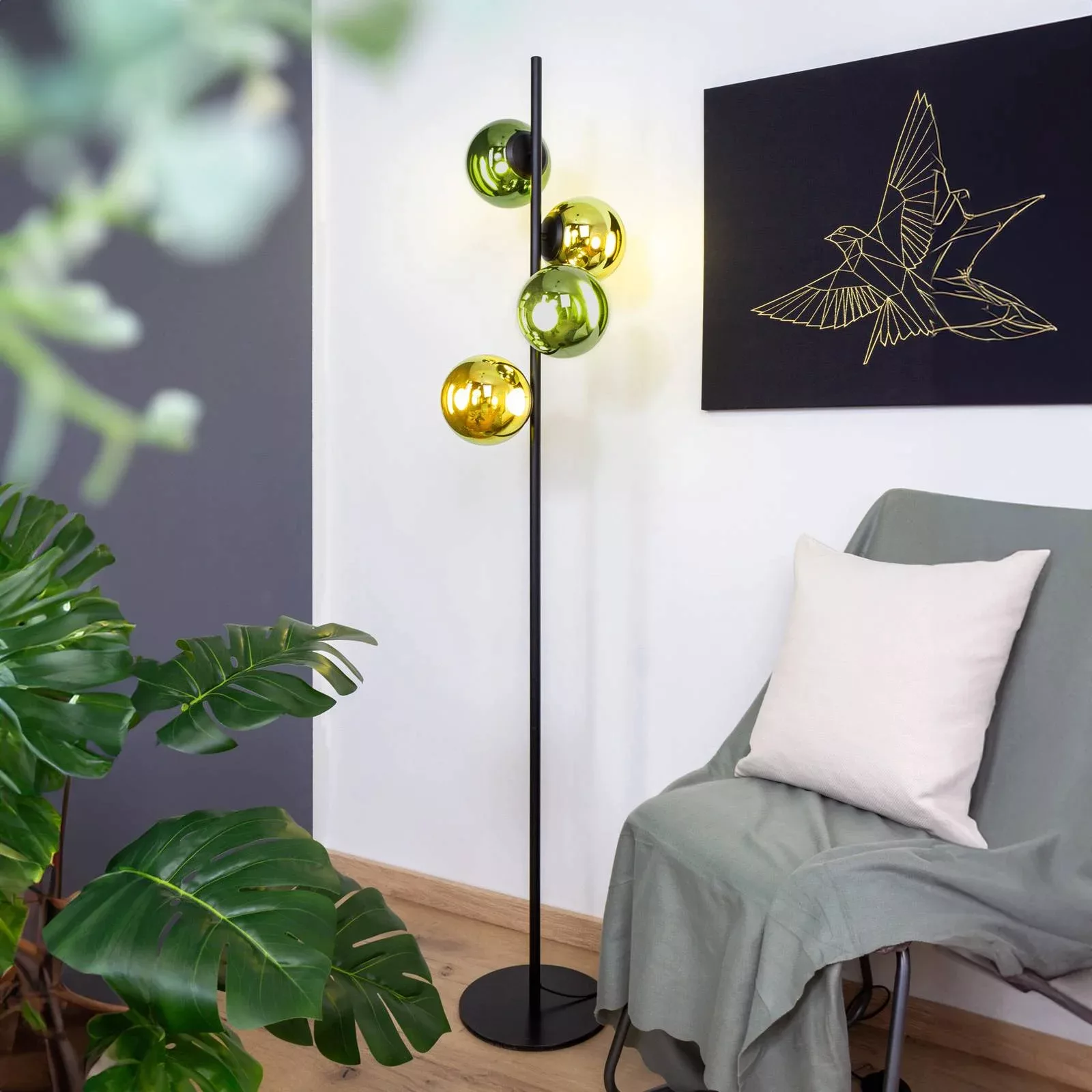 LED Stehleuchte Altair in Gold und Grün 4x 5W 1800lm günstig online kaufen