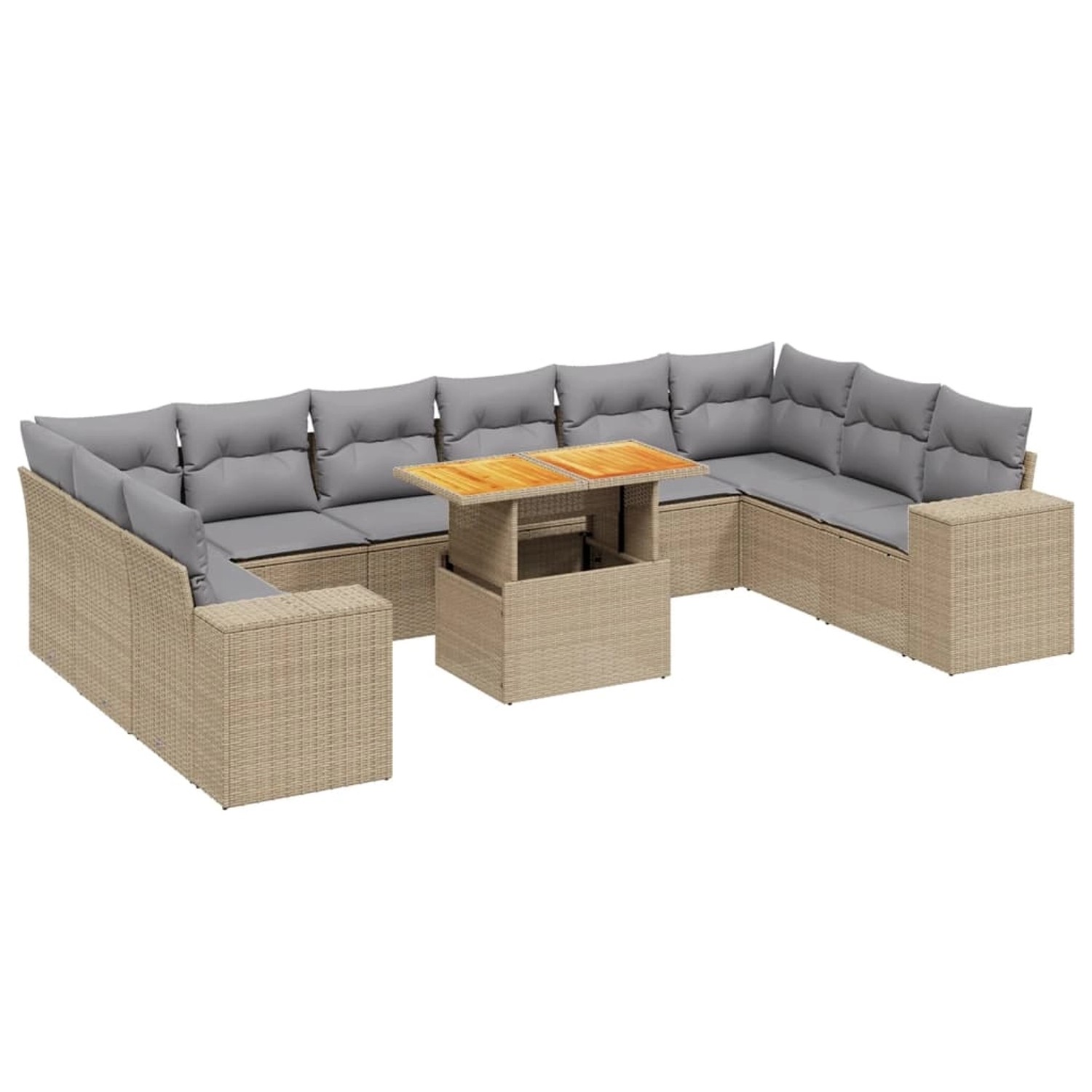 vidaXL 11-tlg Garten-Sofagarnitur mit Kissen Beige Poly Rattan Modell 151 günstig online kaufen