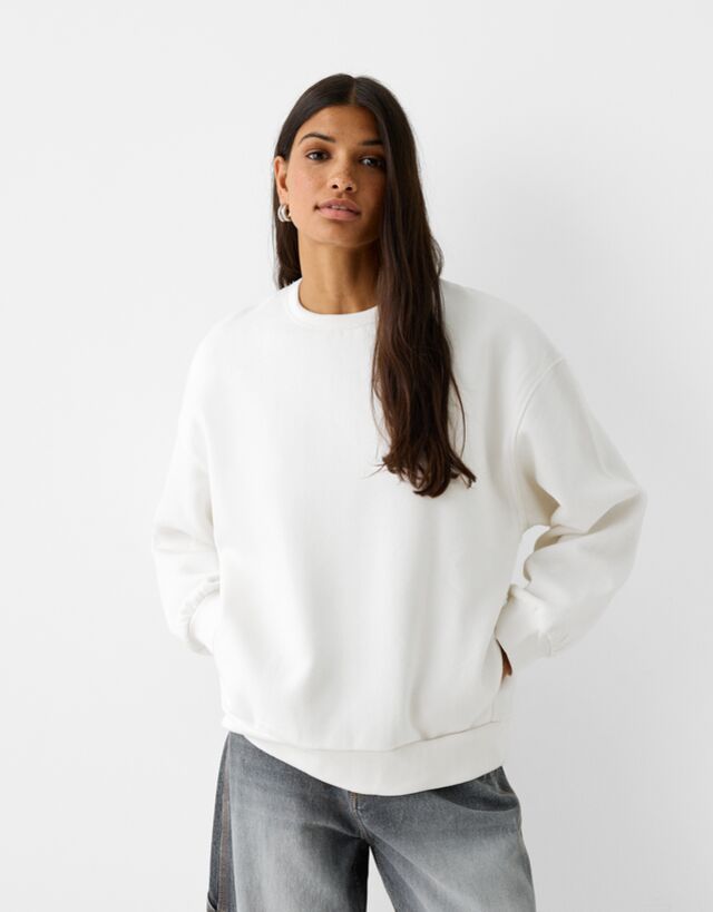 Bershka Oversize-Sweatshirt Mit Seitentaschen Damen S Grbrochenes Weiss günstig online kaufen