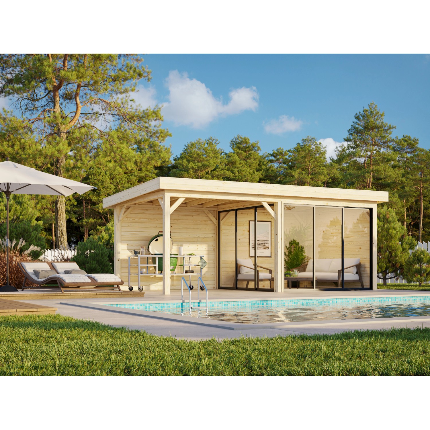 Palmako Pavillon Lenna Set 705 Slide Plus 588 x 300 cm Lackiert Weiß FSC® günstig online kaufen