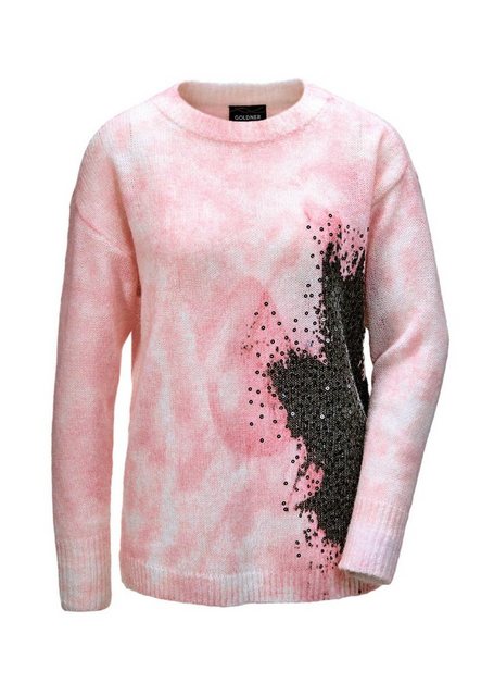 GOLDNER Longsweatshirt Pullover mit femininem Druck und Pailletten günstig online kaufen