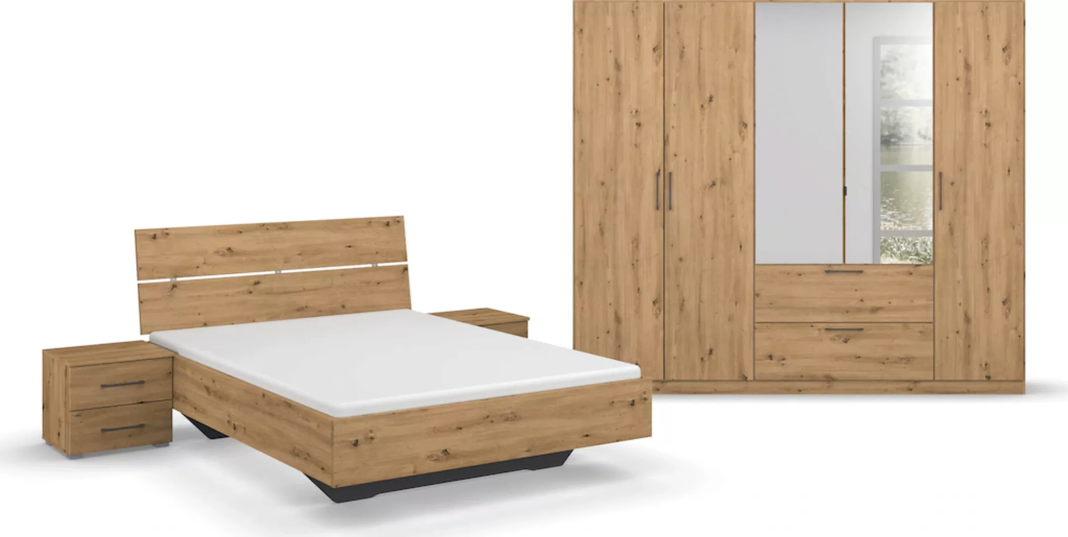 rauch Schlafzimmer-Set "Challenger", Schrank mit Spiegel in 2 Breiten, Bett günstig online kaufen