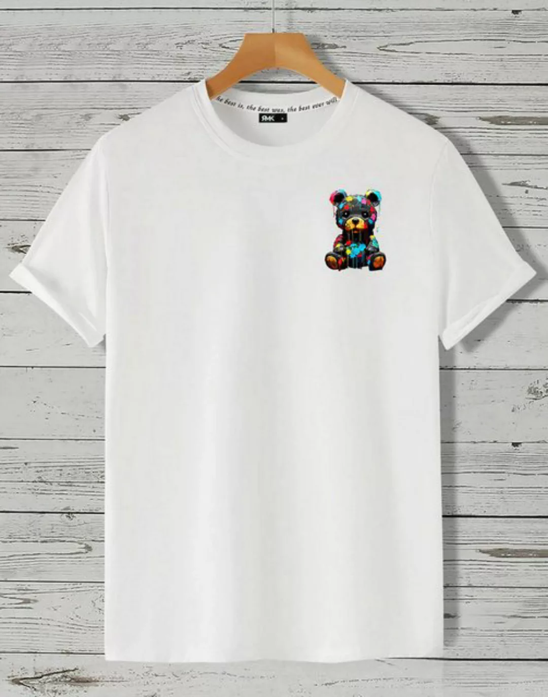 RMK T-Shirt Herren kurzarm Shirt Basic Rundhals mit Teddybär Bär günstig online kaufen