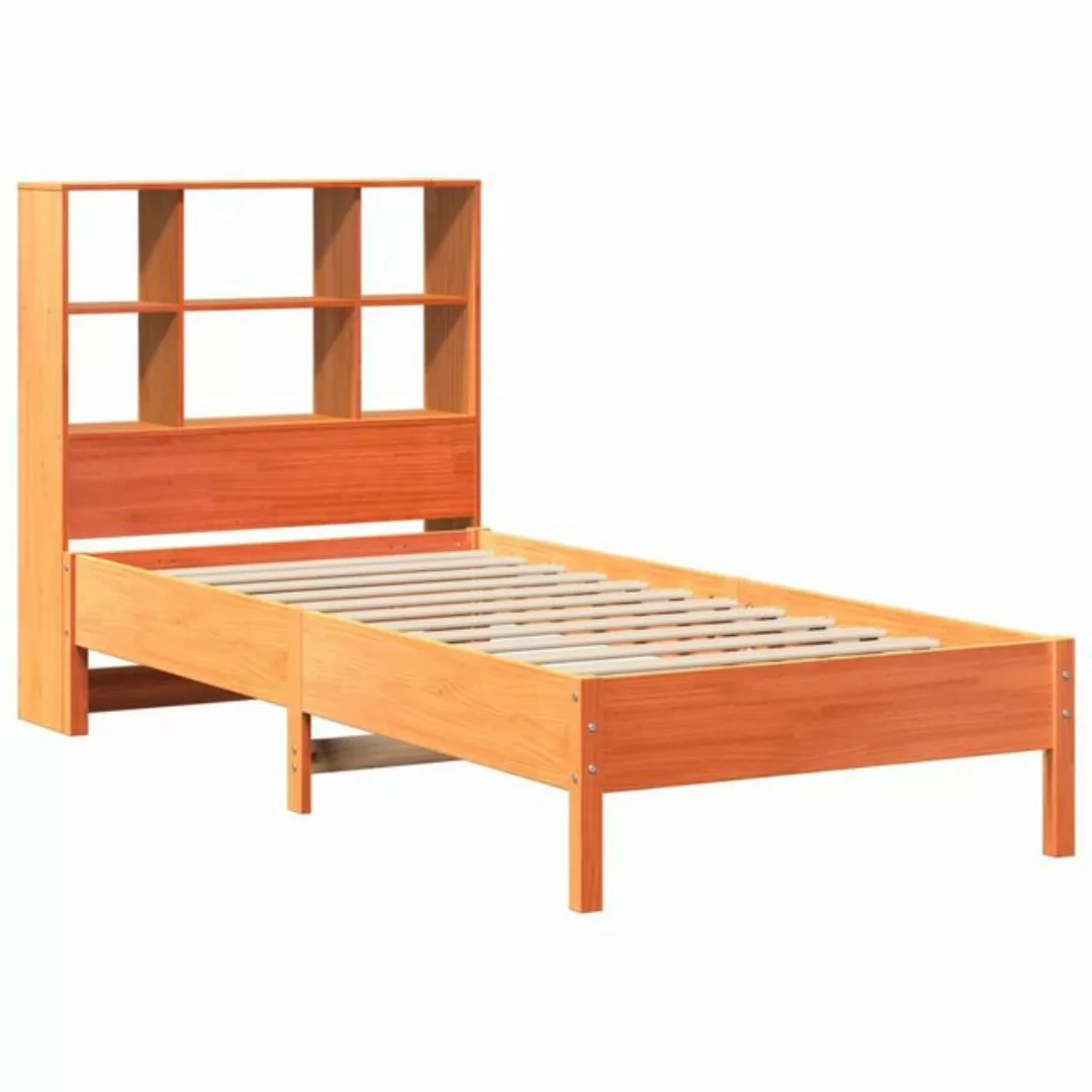 vidaXL Bett, Massivholzbett mit Regal ohne Matratze Wachsbraun 75x190 cm günstig online kaufen