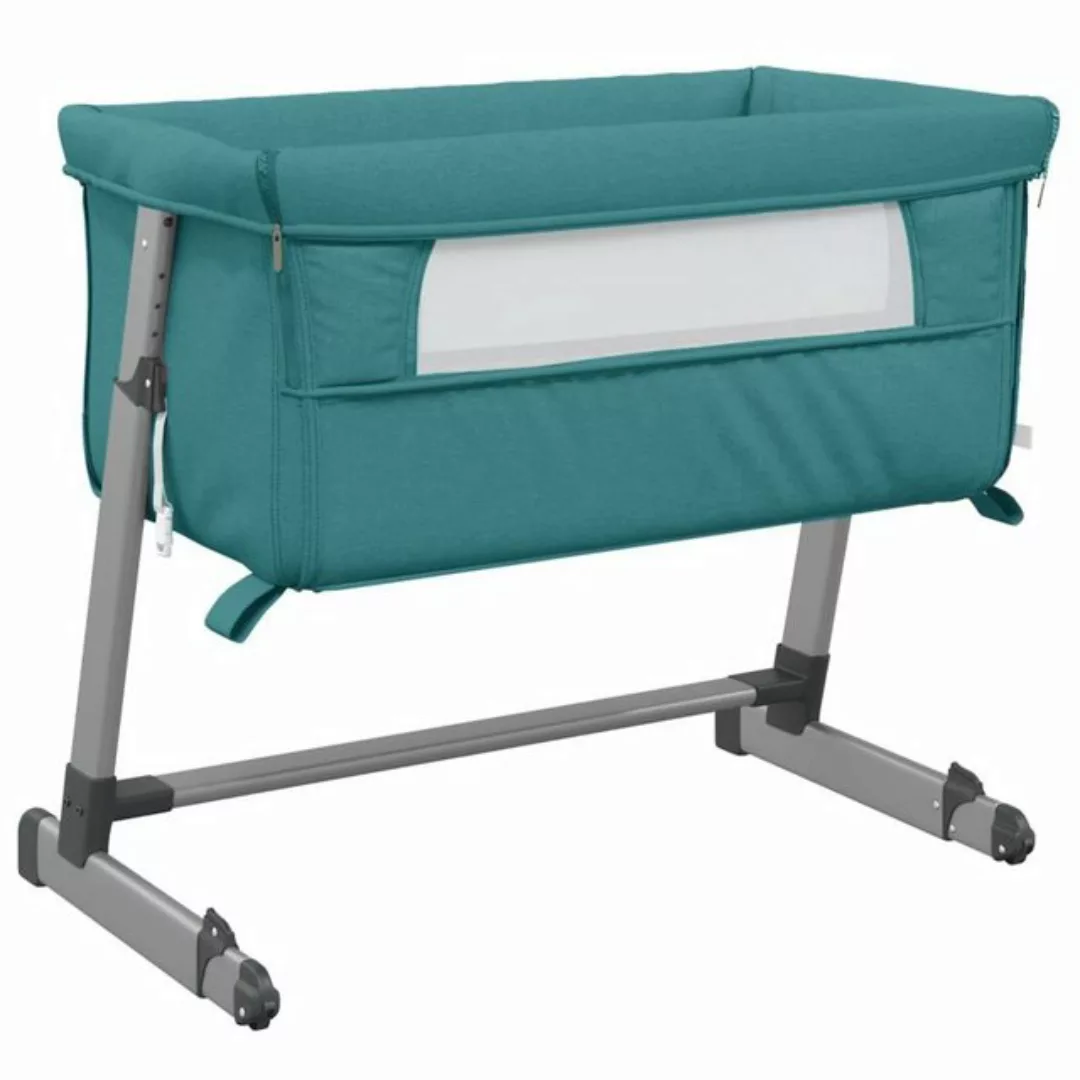 vidaXL Kinderbett Babybett mit Matratze Grün Leinenstoff Anstellbettchen Mo günstig online kaufen