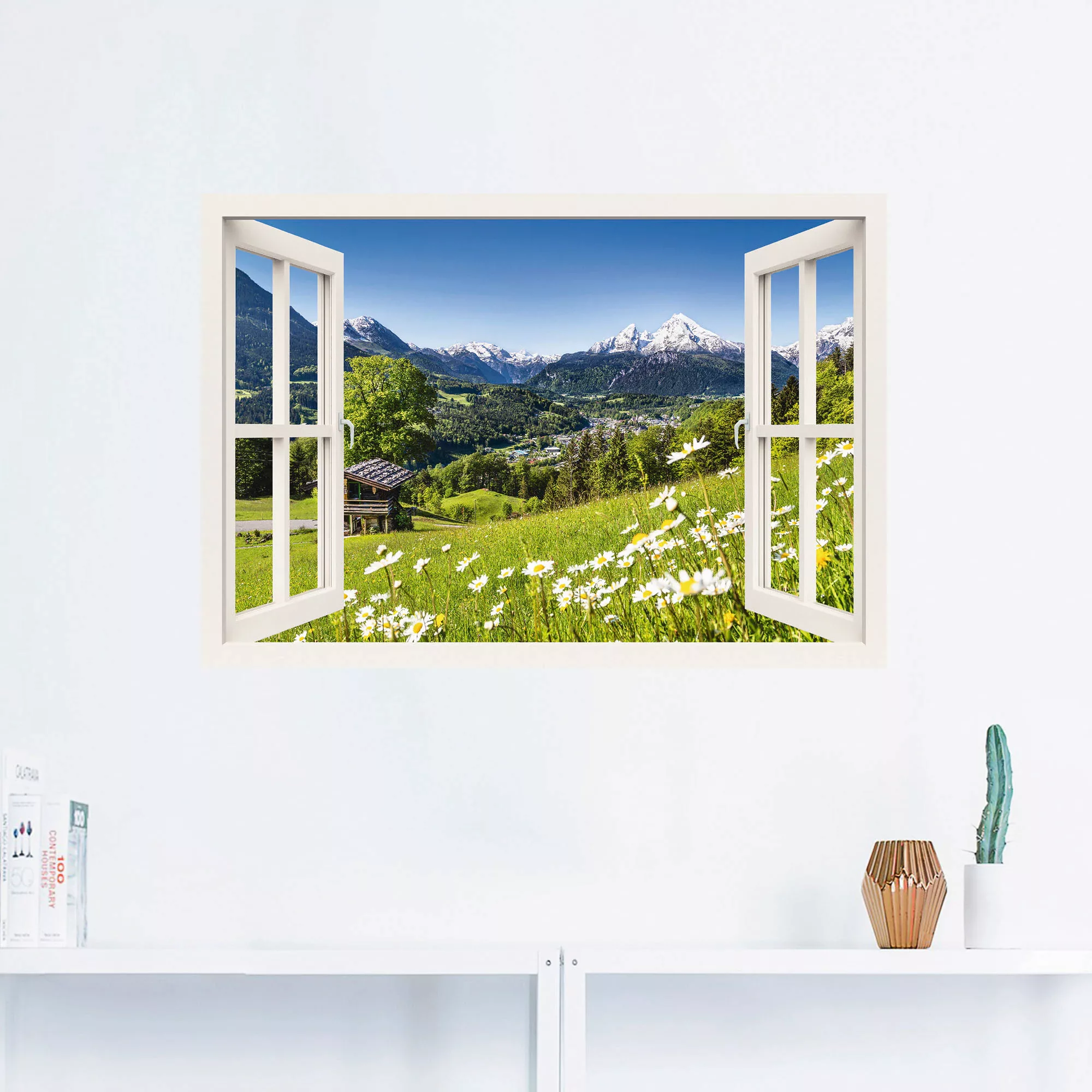 Artland Wandbild »Fensterblick Bayerischen Alpen«, Berge, (1 St.), als Alub günstig online kaufen