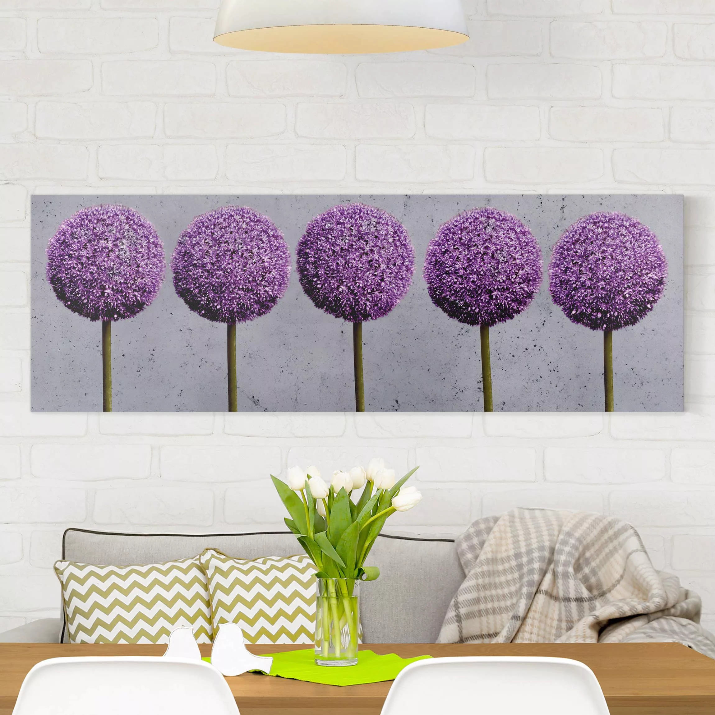 Leinwandbild Blumen - Panorama Allium Kugel-Blüten günstig online kaufen