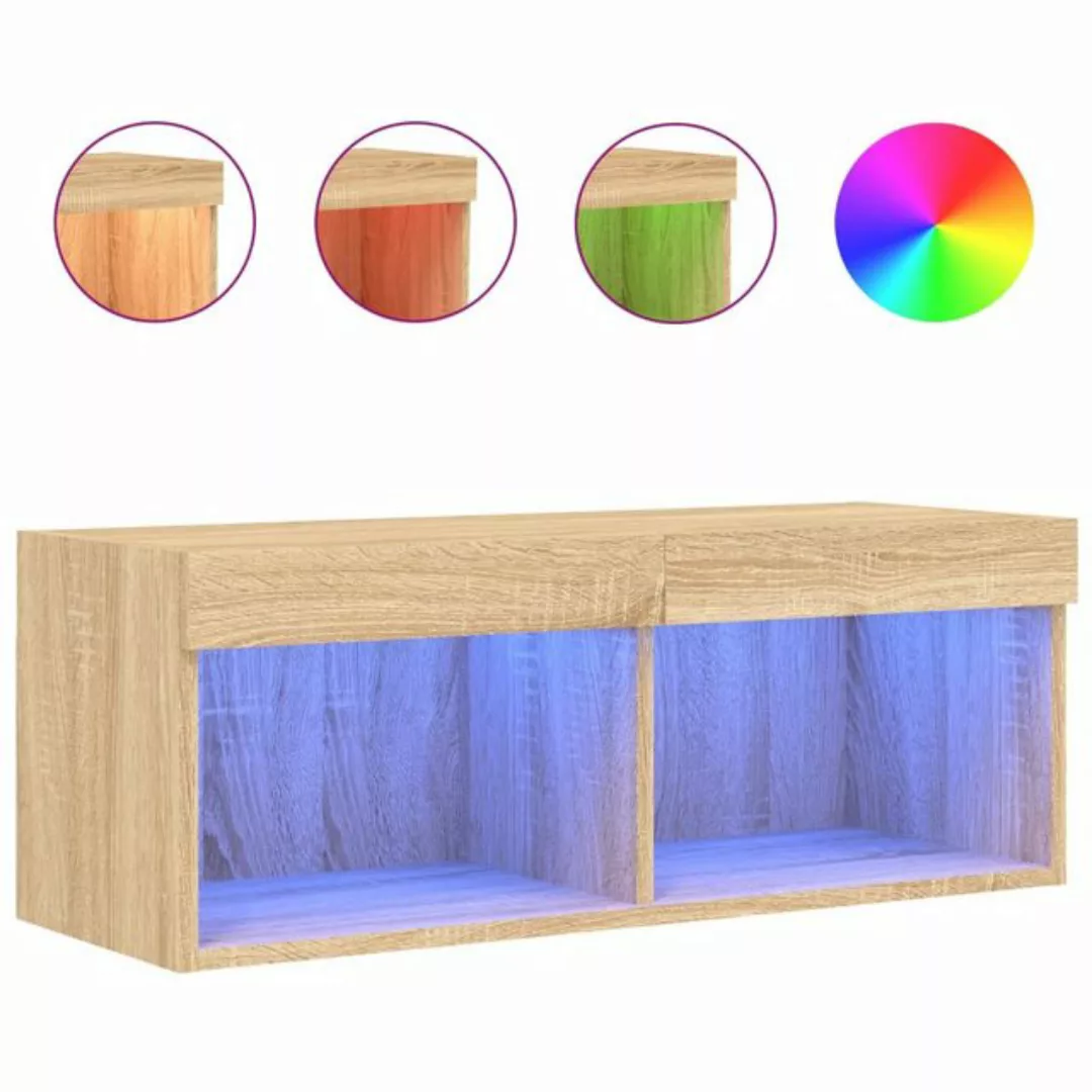 vidaXL TV-Schrank TV-Schrank mit LED-Leuchten Sonoma-Eiche 80x30x30 cm günstig online kaufen