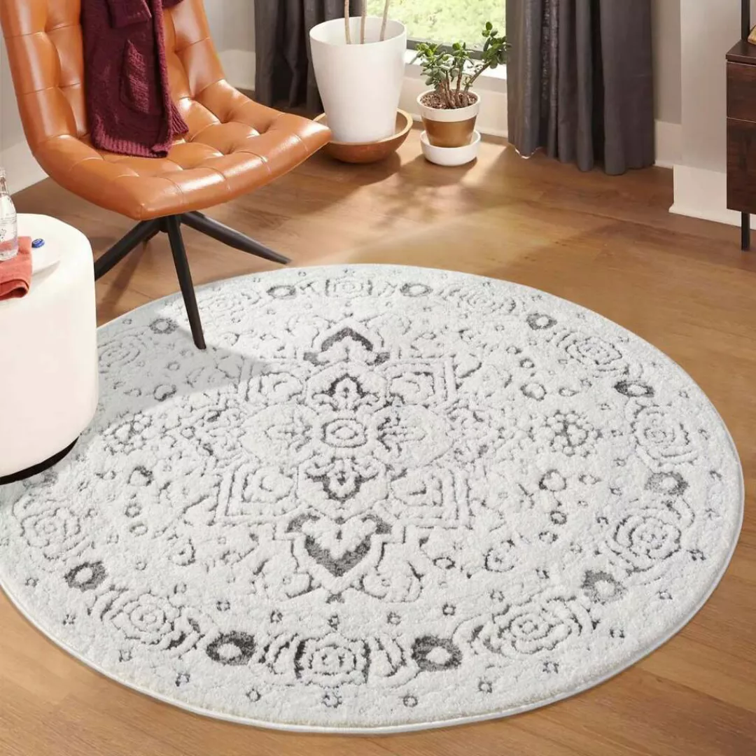 Carpet City Teppich »LOUNGE 0638«, rund, 15 mm Höhe, Kurzflor-Teppich Moder günstig online kaufen